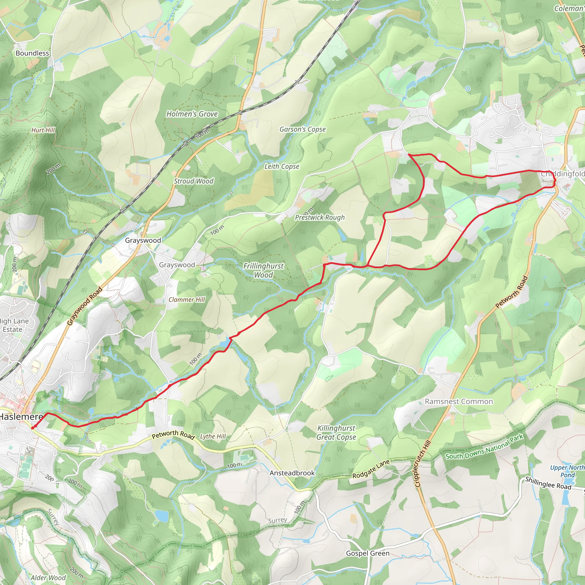 Haslemere to Chiddingfold Loop mobile static map