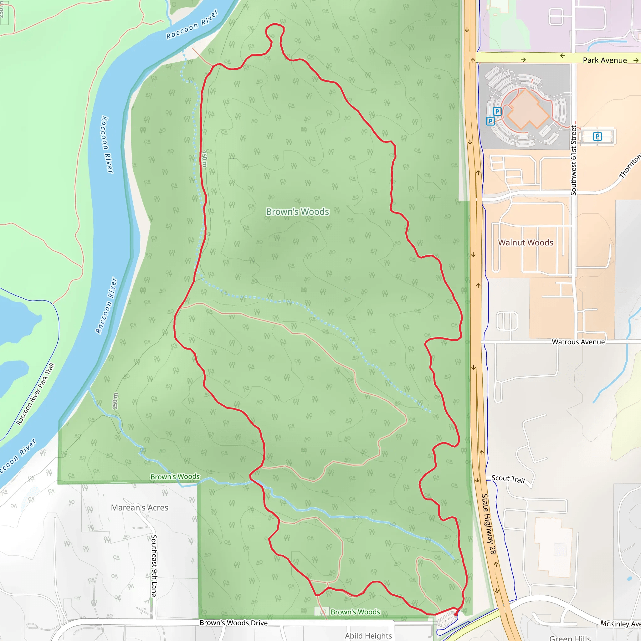 Loop beside Blue Heron Lake mobile static map