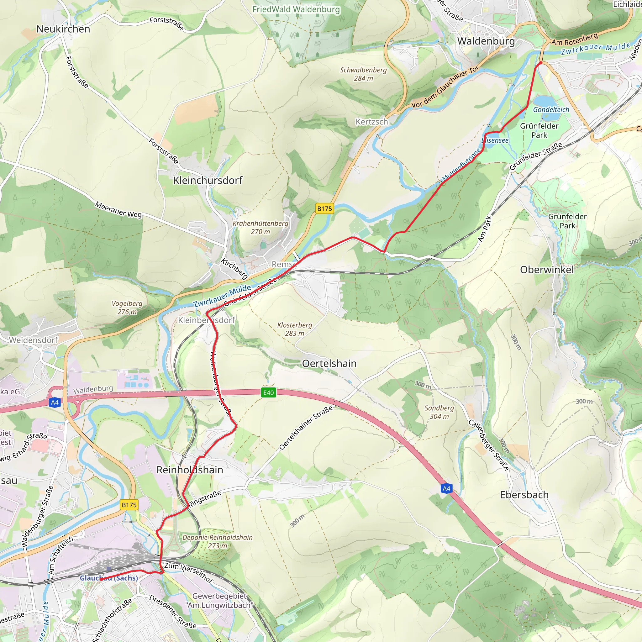 Glauchau to Waldenburg via Lutherweg mobile static map