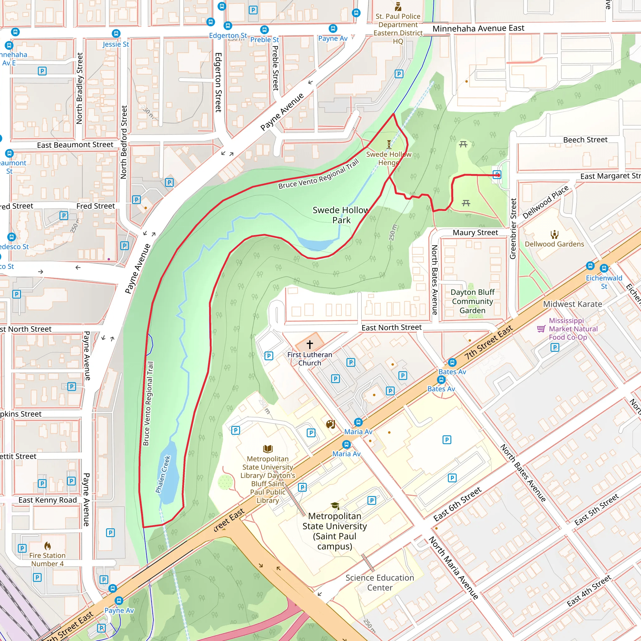 Swede Hollow Park Loop mobile static map