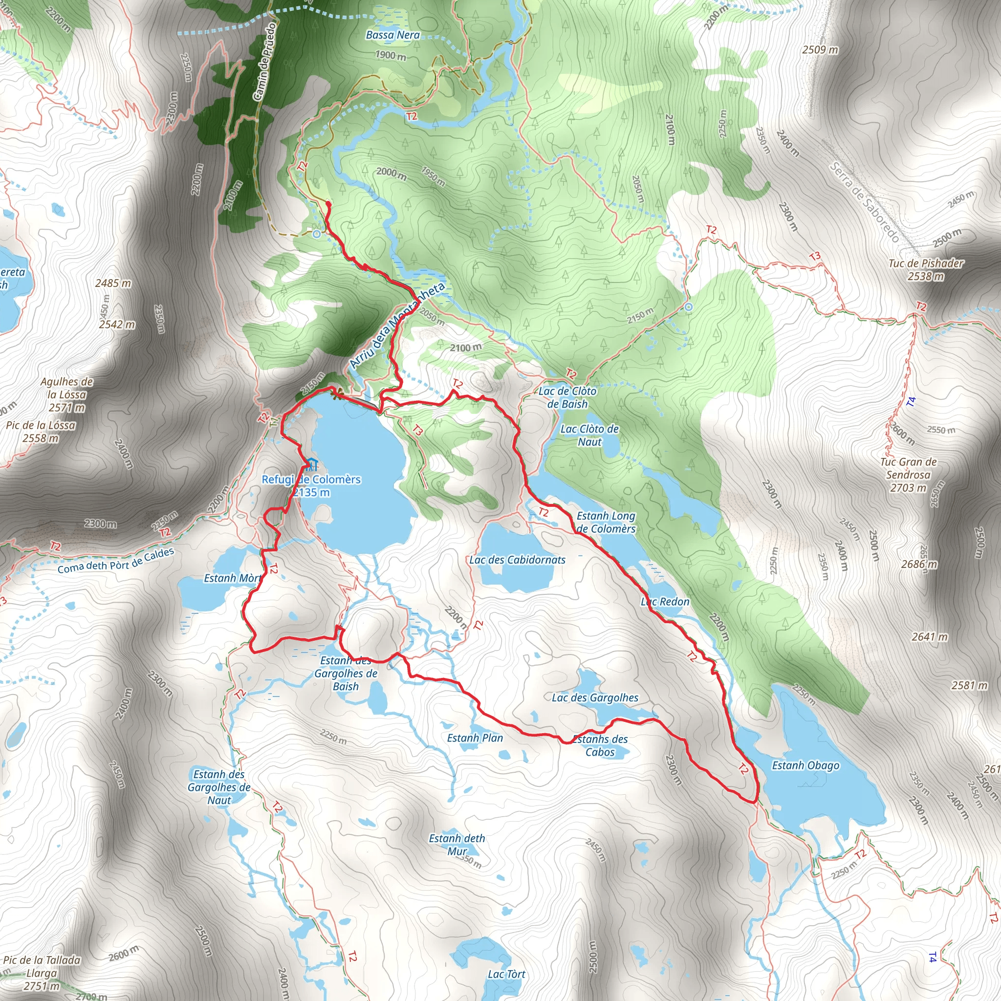 Meer van Colomer – Refugio de Colomers loop from Baqueira mobile static map