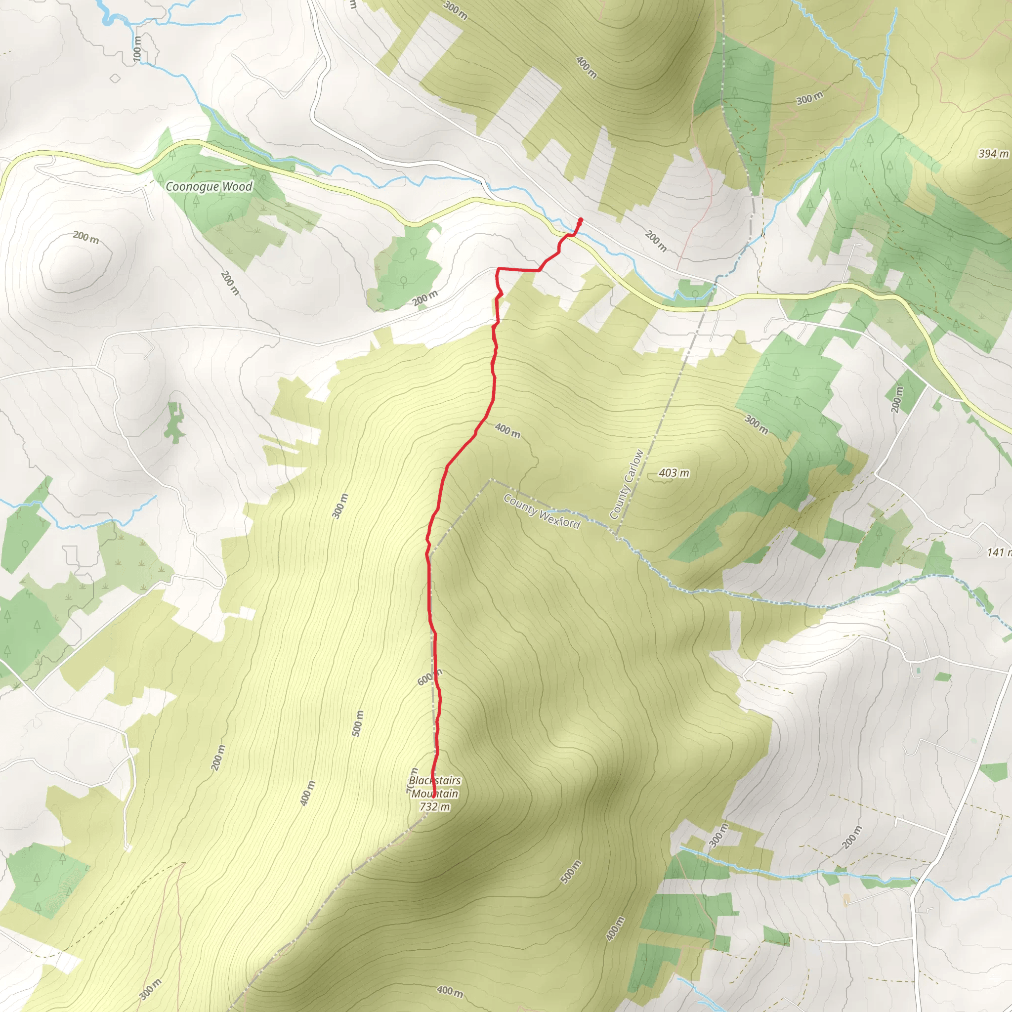 Blackstairs Mountain from North mobile static map