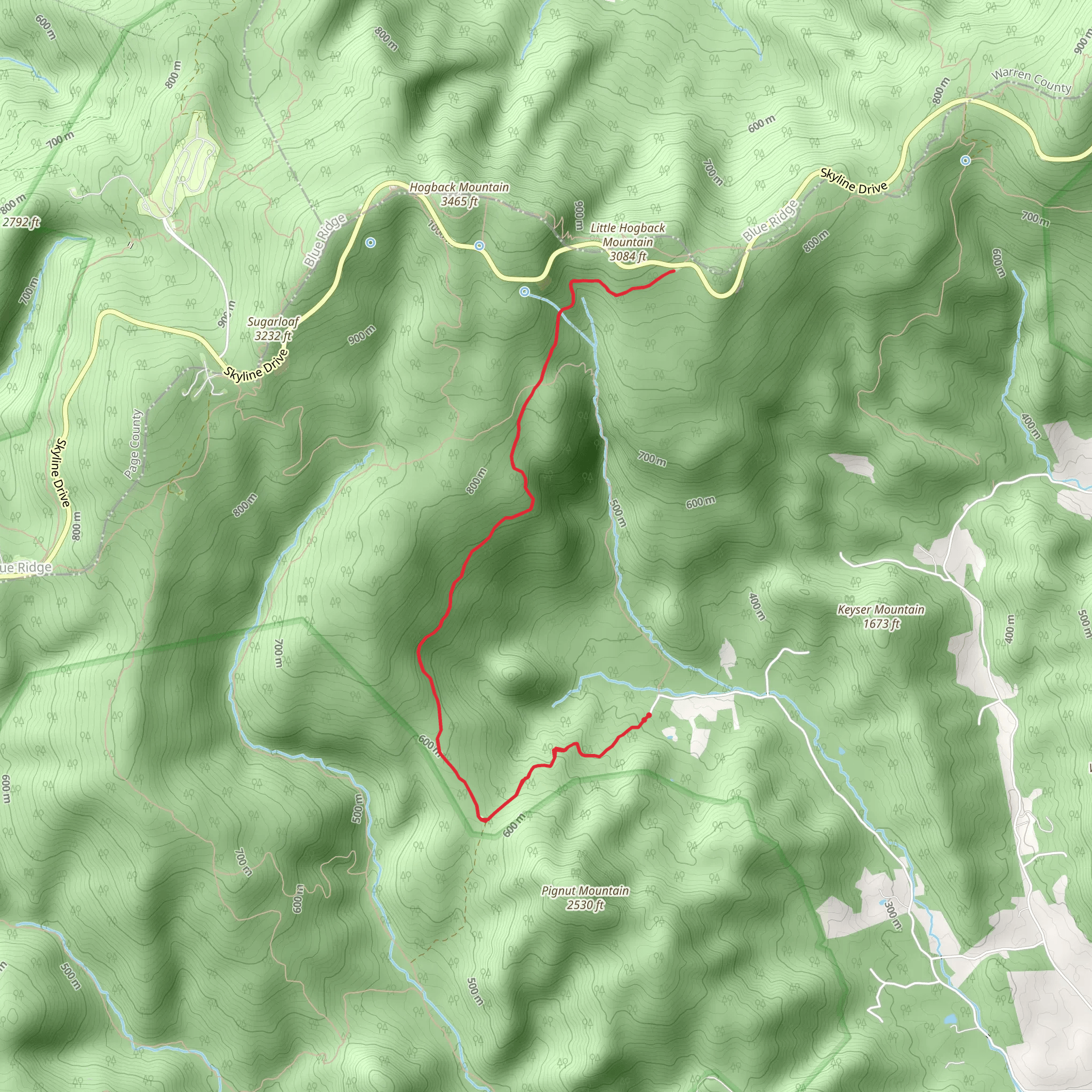 Keyser Run Road Trail mobile static map