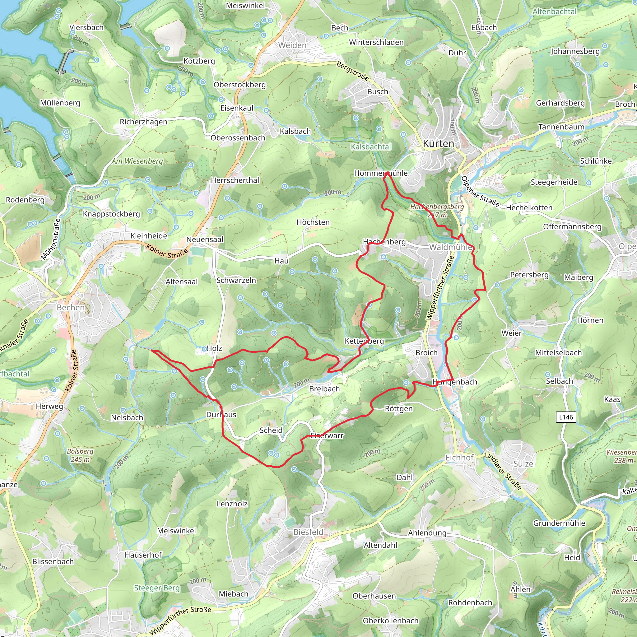 Bechen Rundweg and Esel und Mehr Rundweg mobile static map