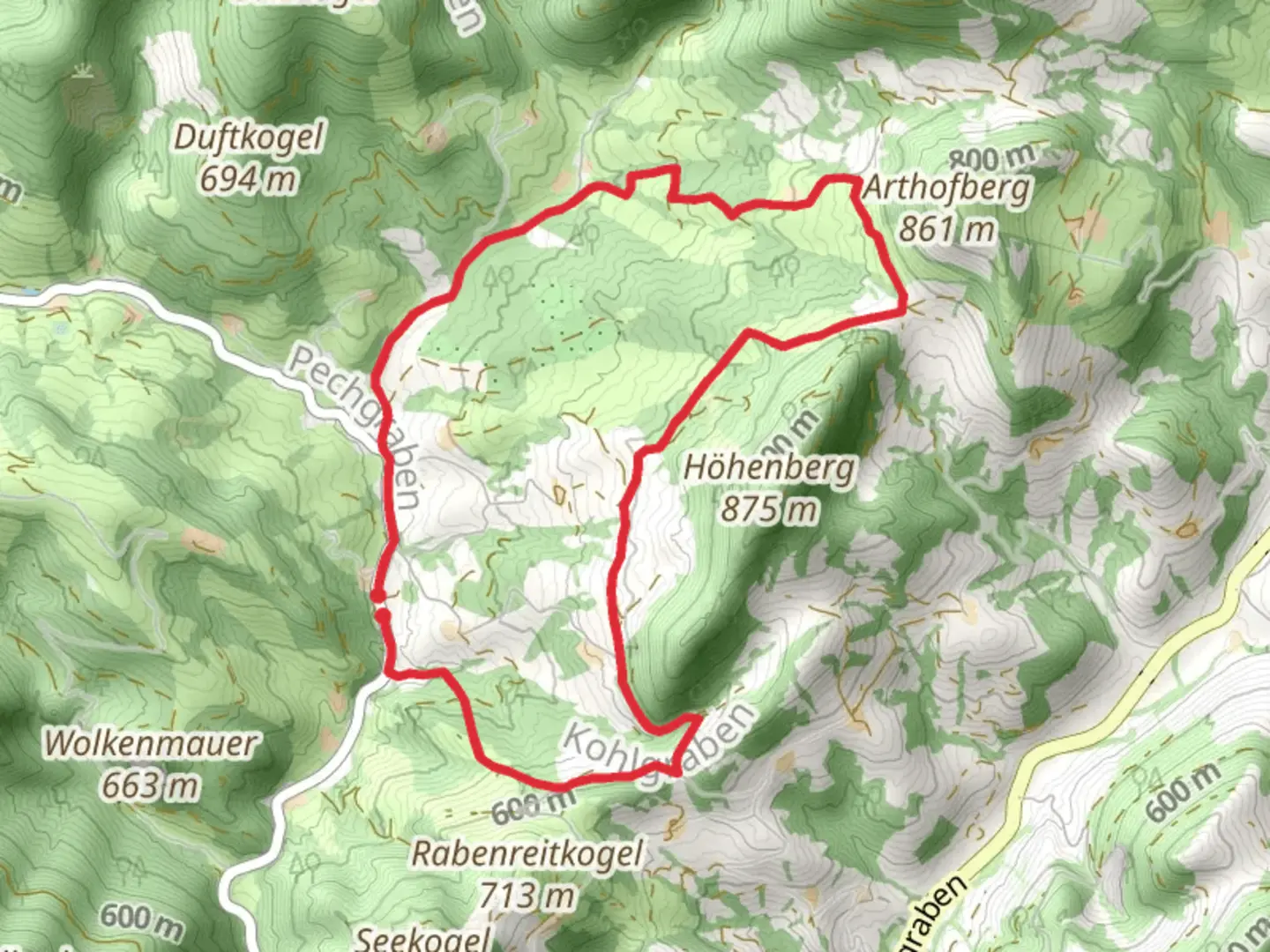 An image depicting the trail Großraming - Miners Way and its surrounding area.