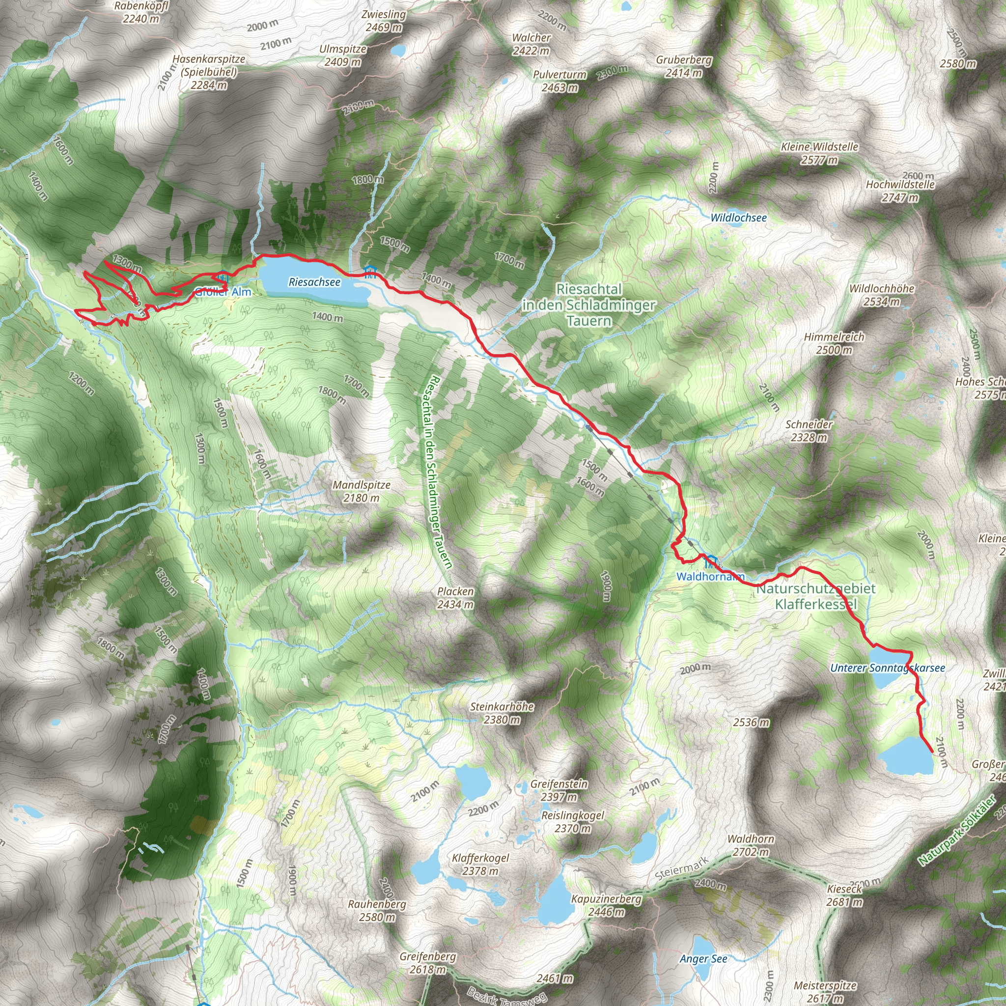 Riesachsee - Sonntagskarseen Lakes mobile static map