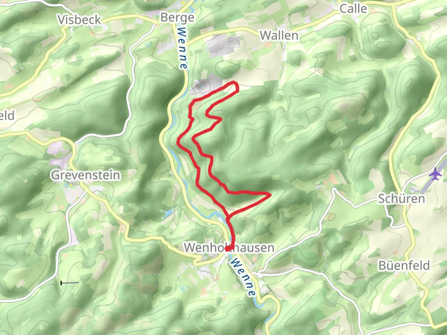 An image depicting the trail Wenholthausen Rundweg W1 and its surrounding area.