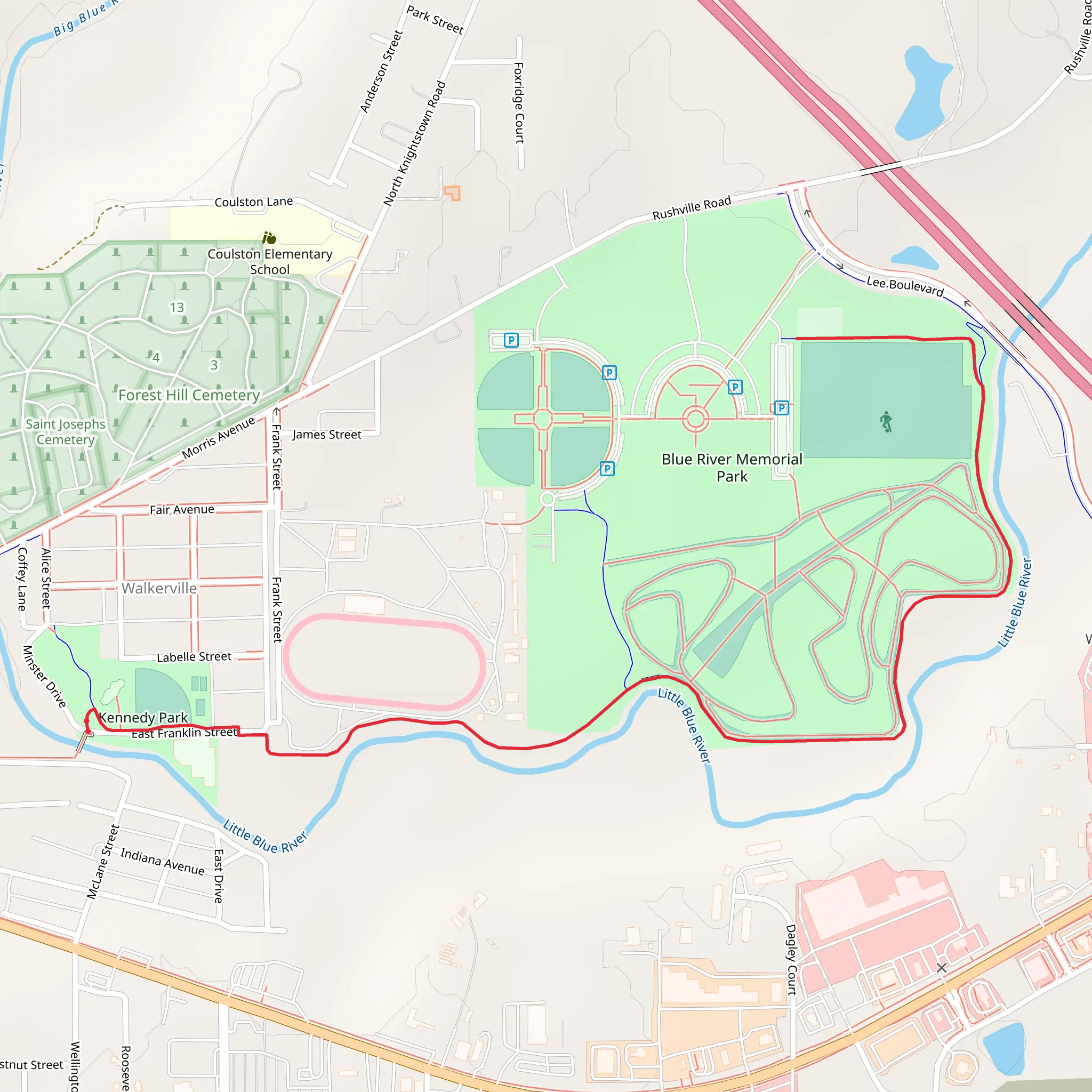 Walk along Little Blue River mobile static map