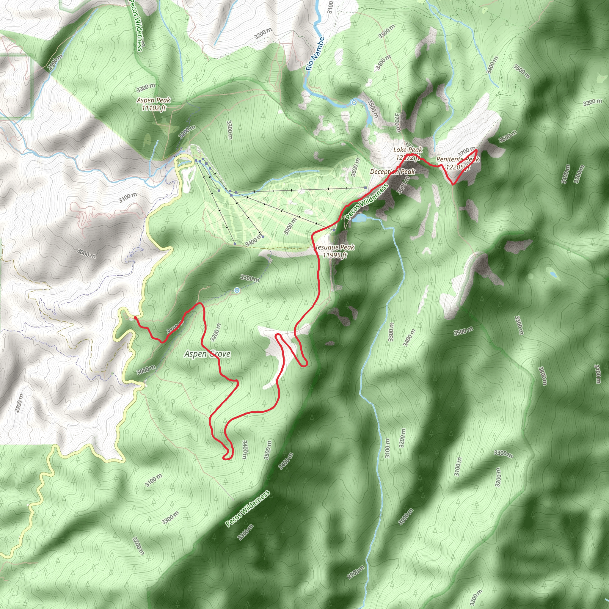 Penitente Peak from Aspen Vista mobile static map