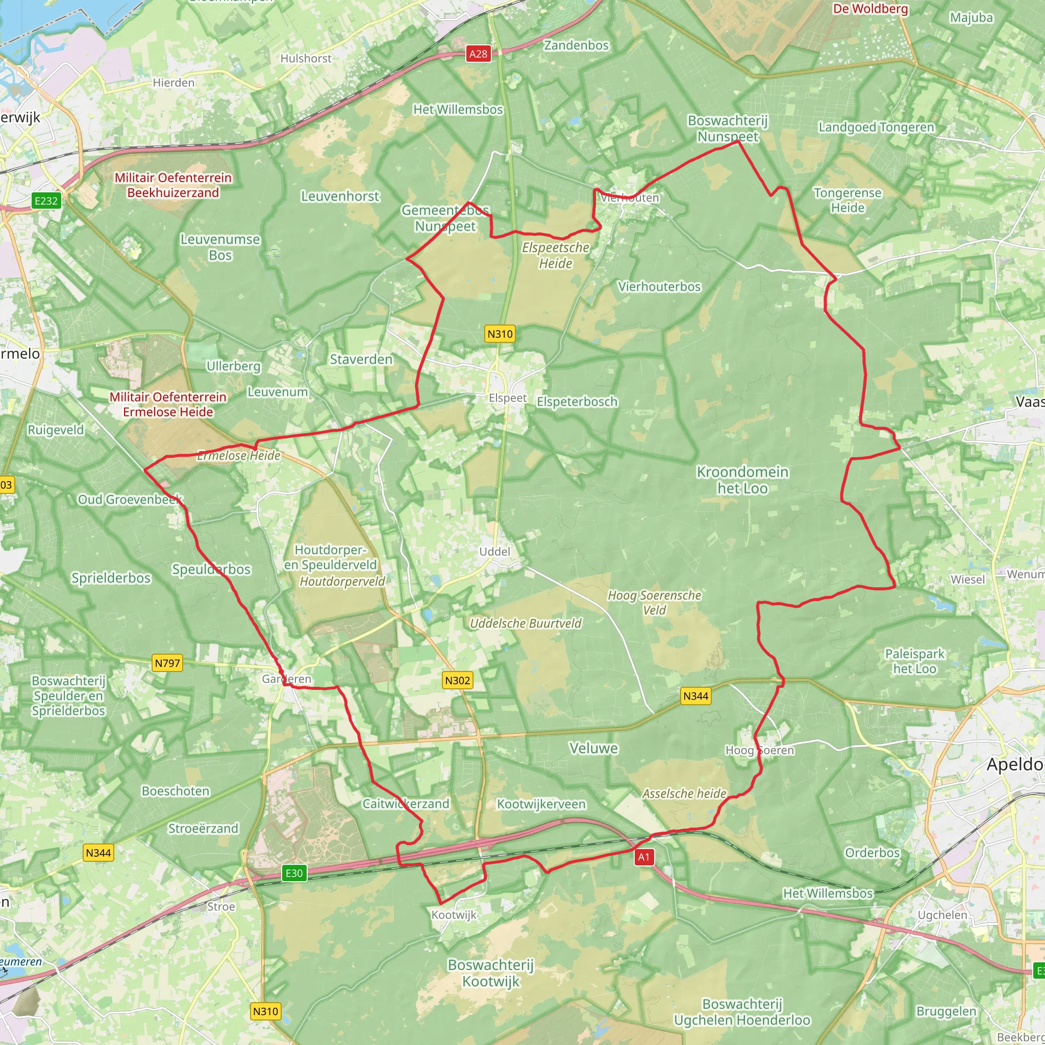 Kruipad, Postweg, Pas Opweg and Asselseweg Loop mobile static map