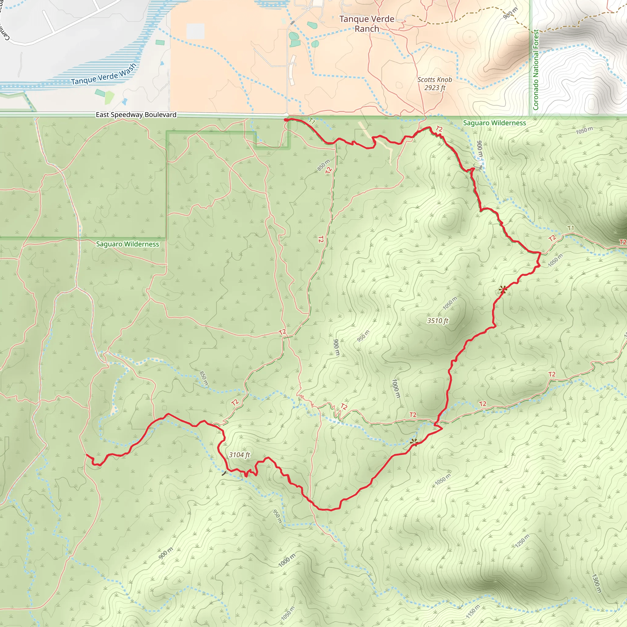 Carrillo Trail via Douglas Spring Trail mobile static map