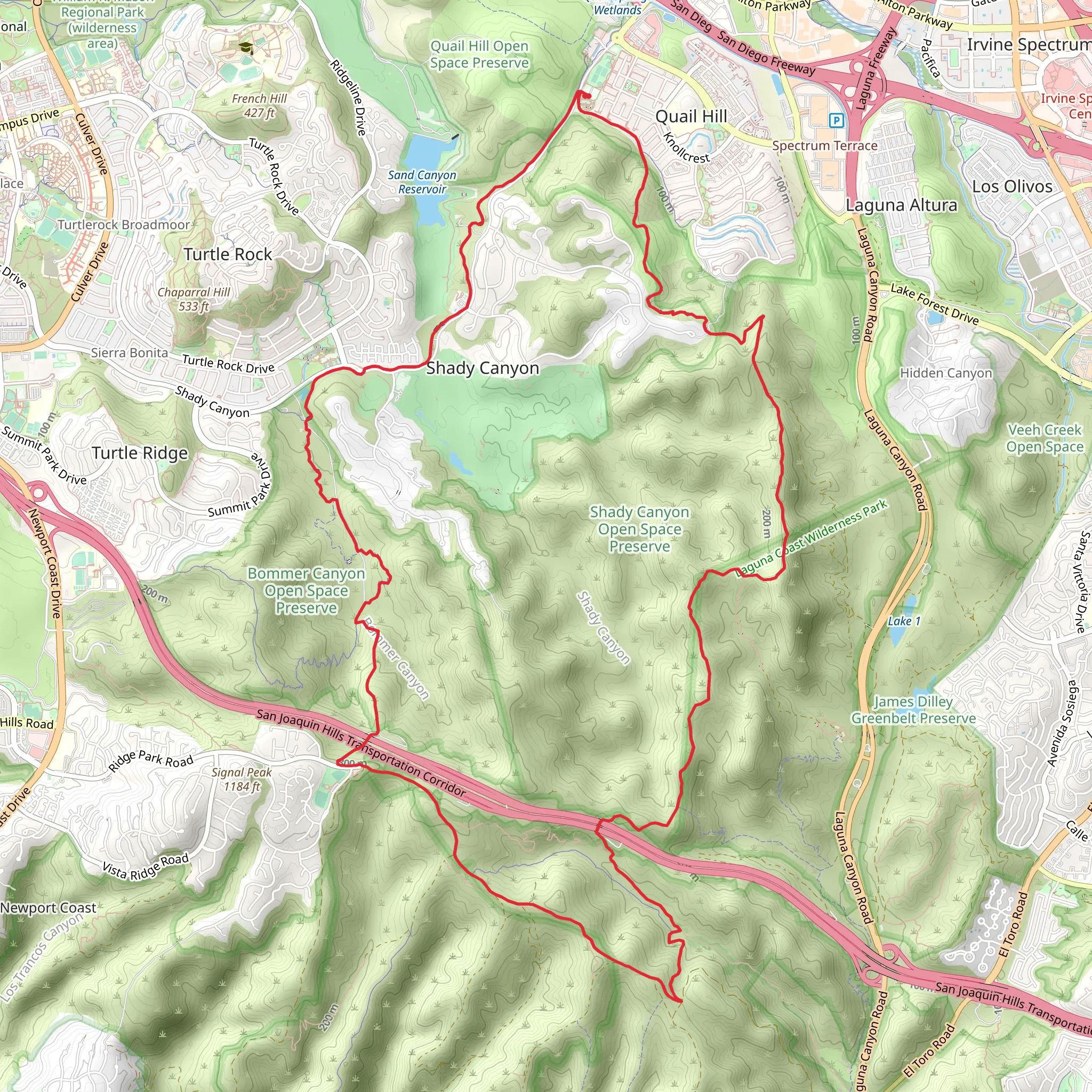 Quail Trail and Shady Canyon Loop mobile static map