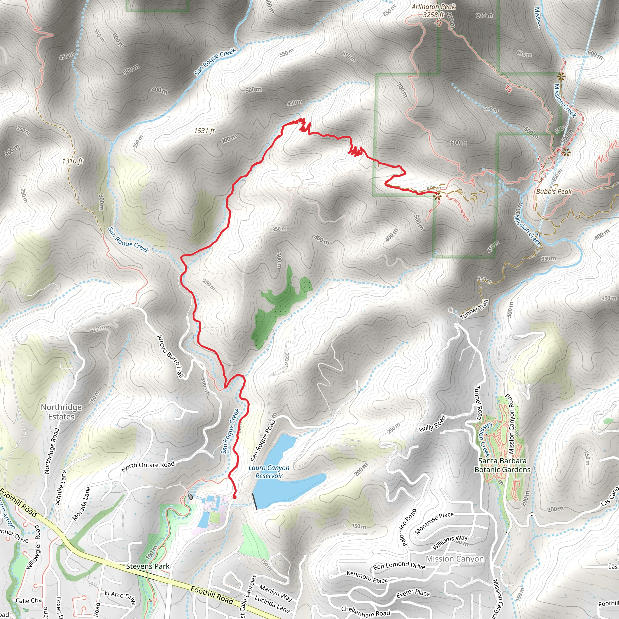 Jesusita Trail mobile static map