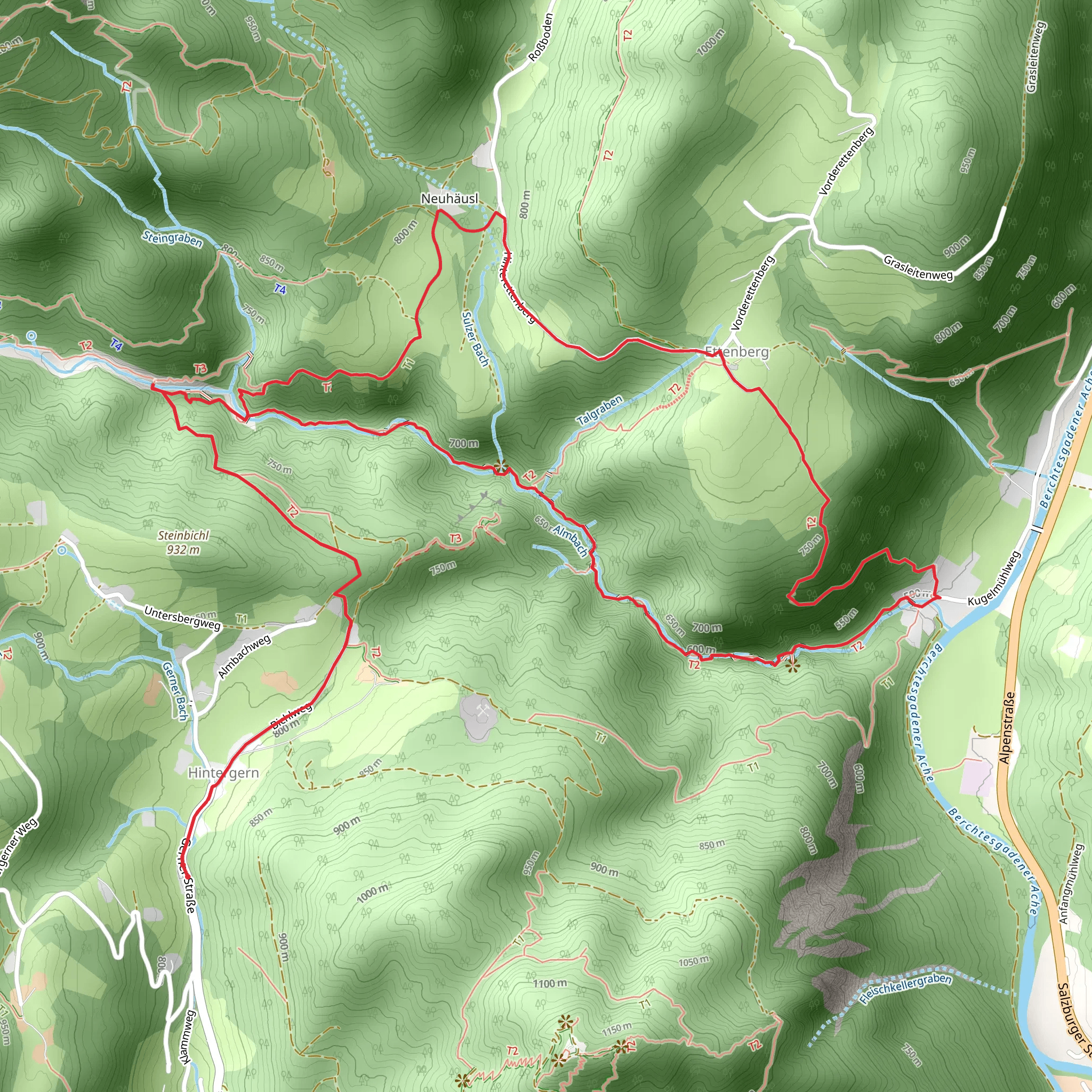 Hammerstielweg and Almbachklamm Loop mobile static map