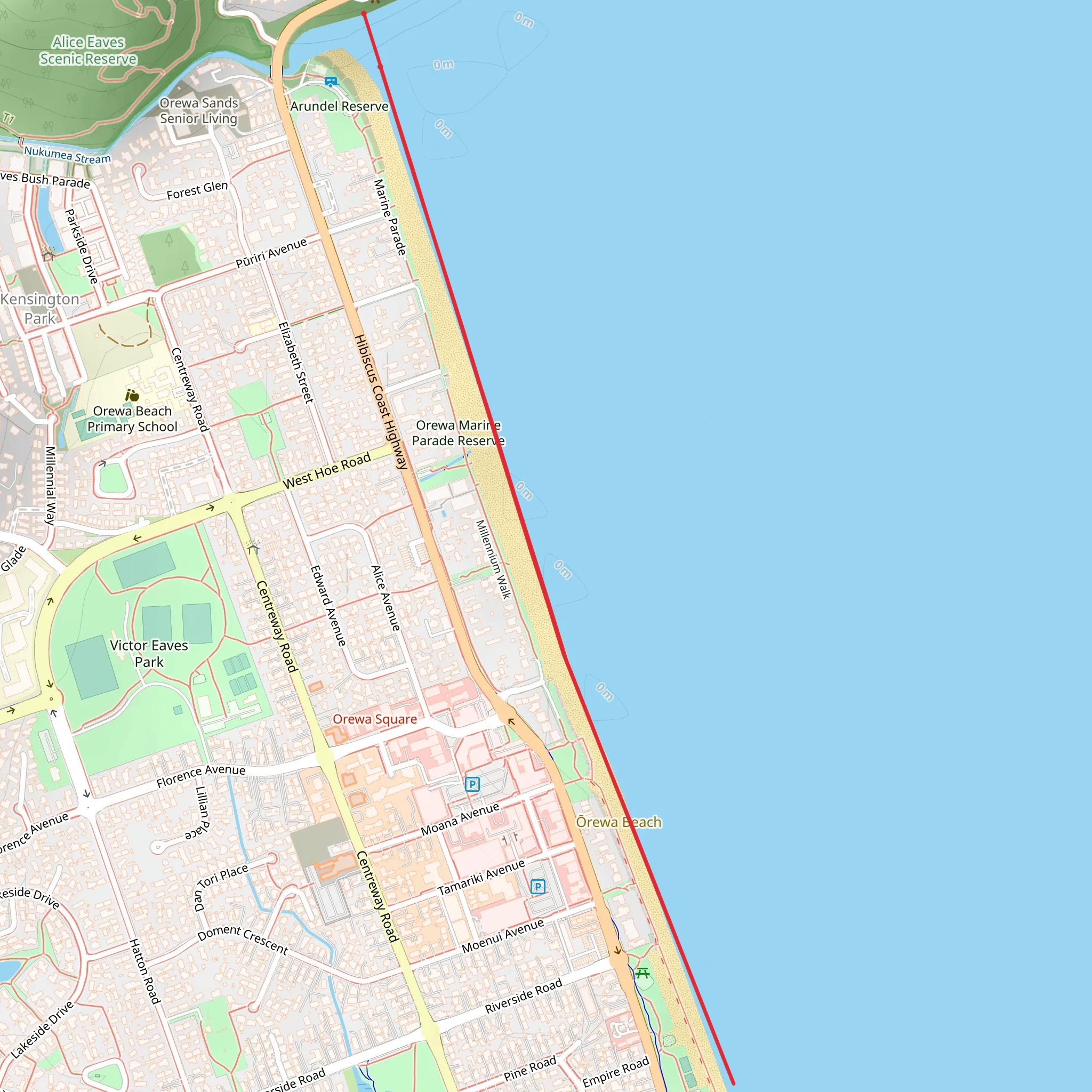 Orewa Beach Walk mobile static map