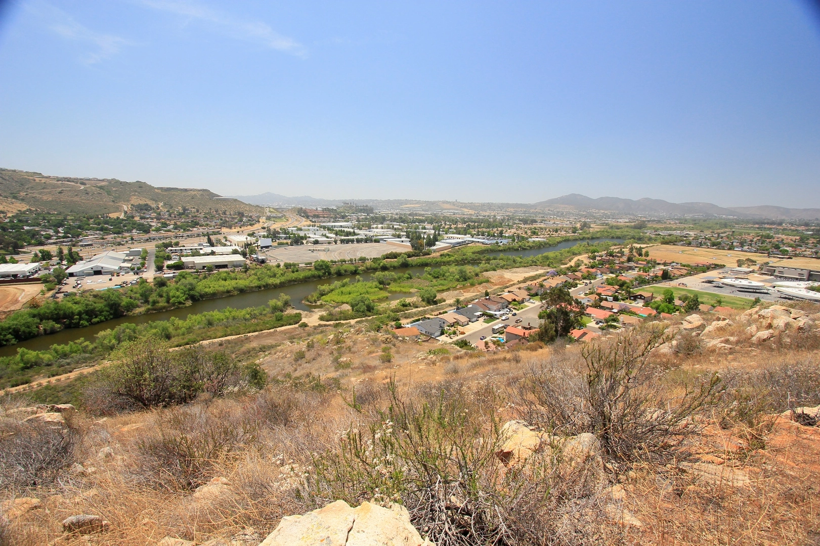 An image depicting the trail San Diego River Bikeway and its surrounding area.