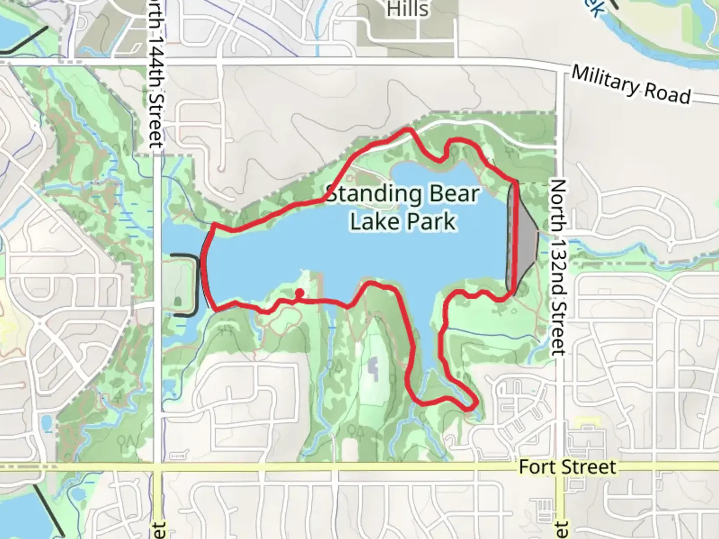 An image depicting the trail Standing Bear Lake Loop and its surrounding area.