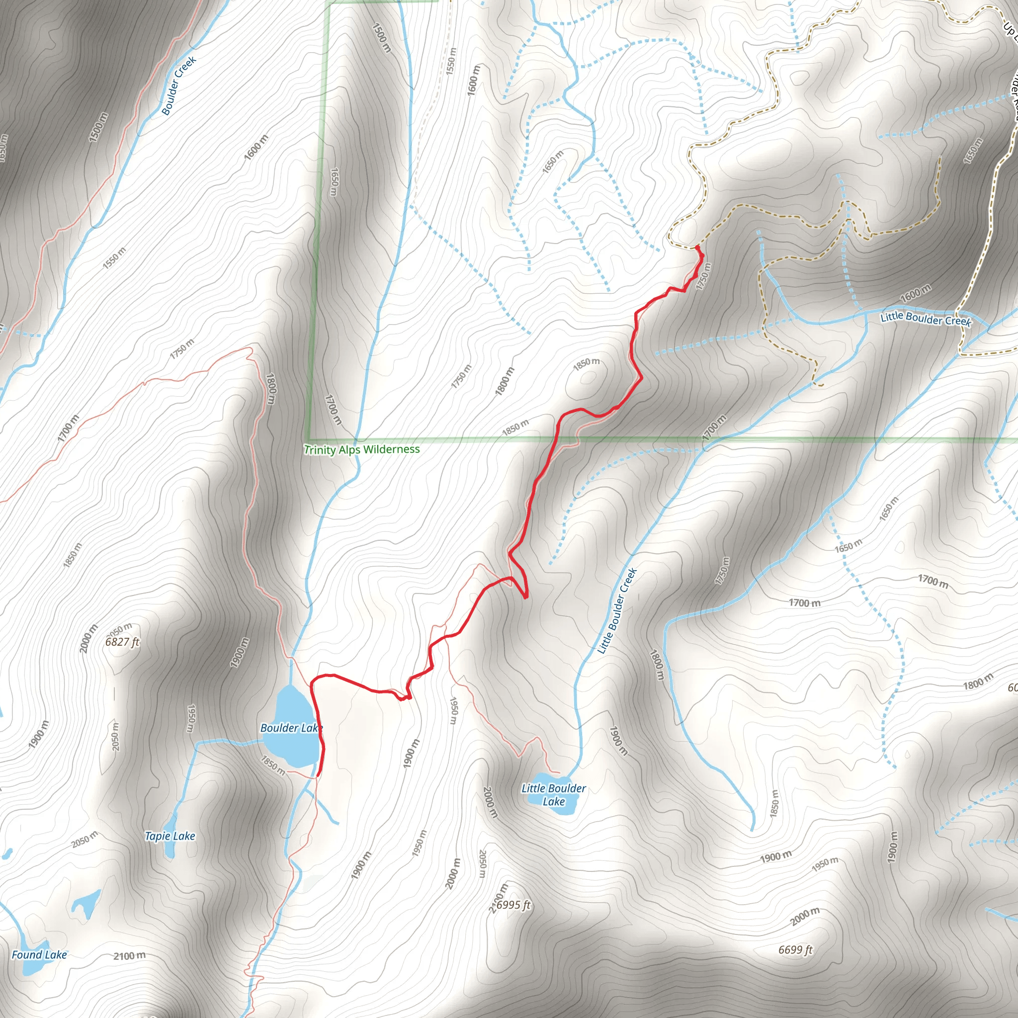 Boulder Lakes Trail mobile static map