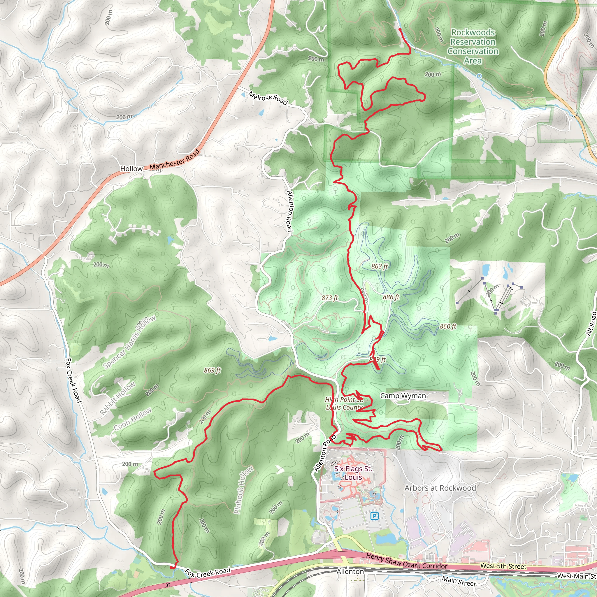 DeClue and Green Rock Trail mobile static map