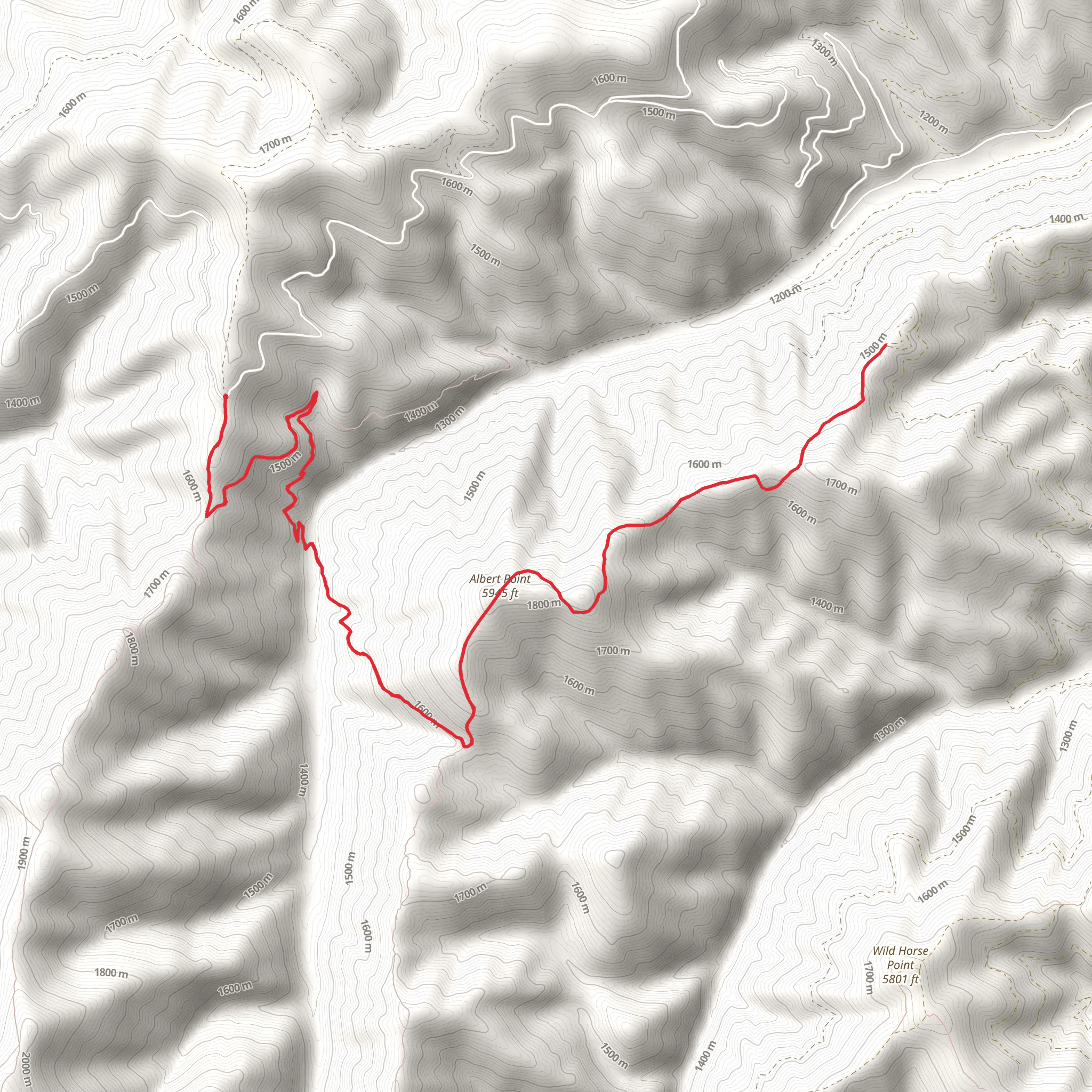 Albert Point Trail via Albert Creek Trail mobile static map