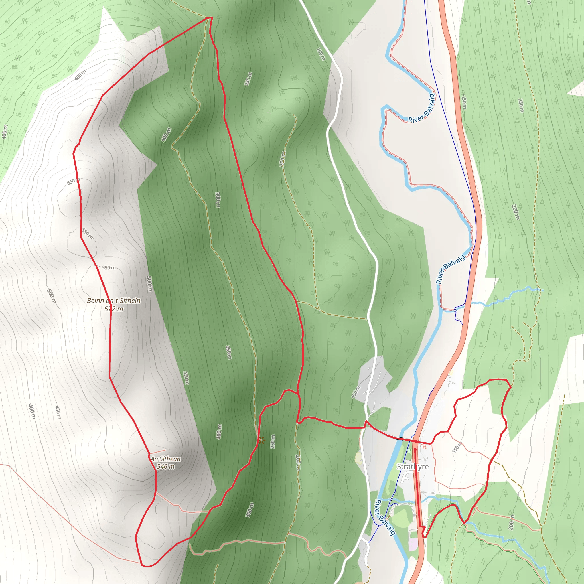 An Sithean and Beinn an t-Sìdhean Loop from Strathyre mobile static map