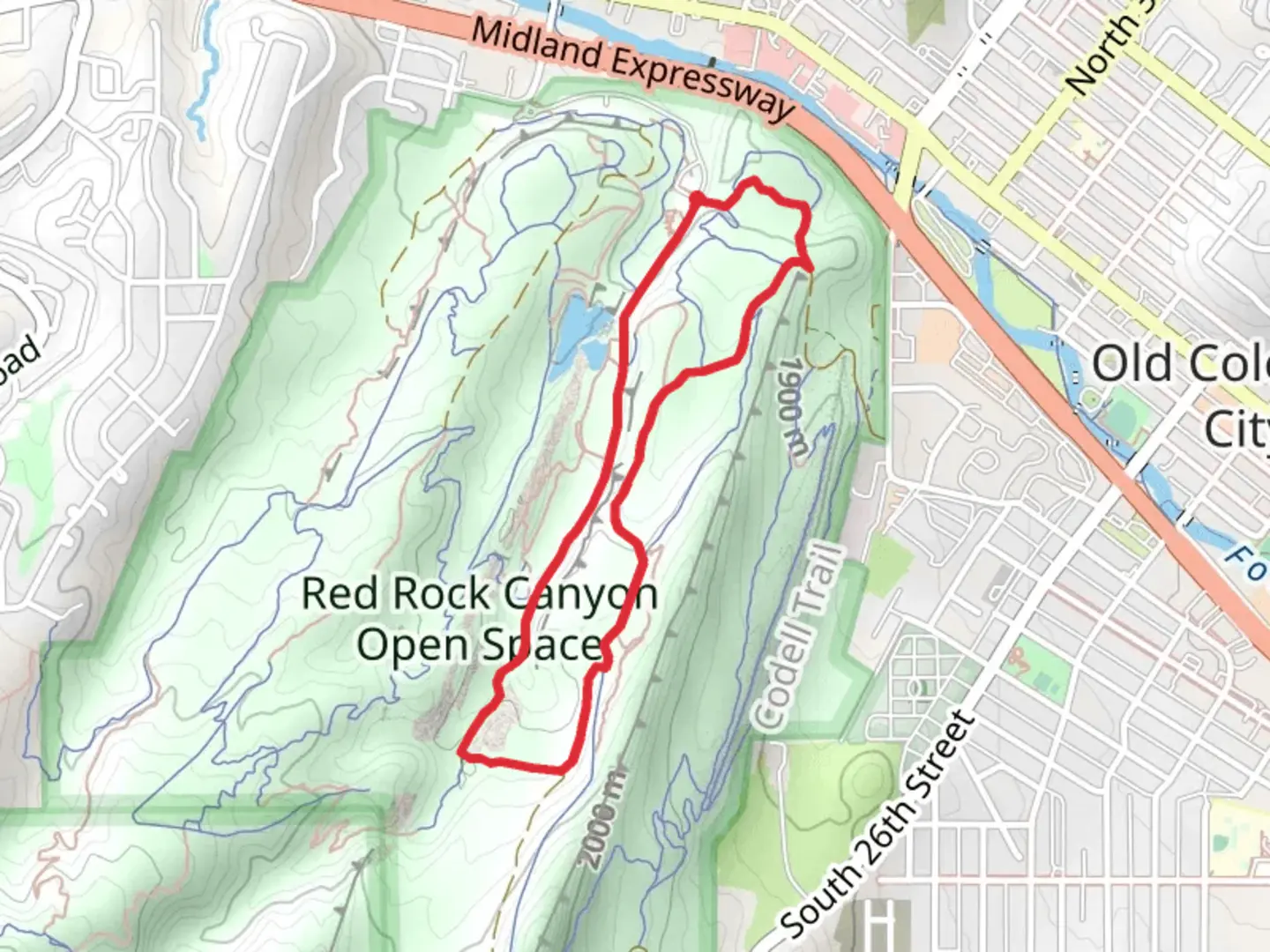 An image depicting the trail Red Rock Rim and Red Rock Canyon Loop Trail and its surrounding area.