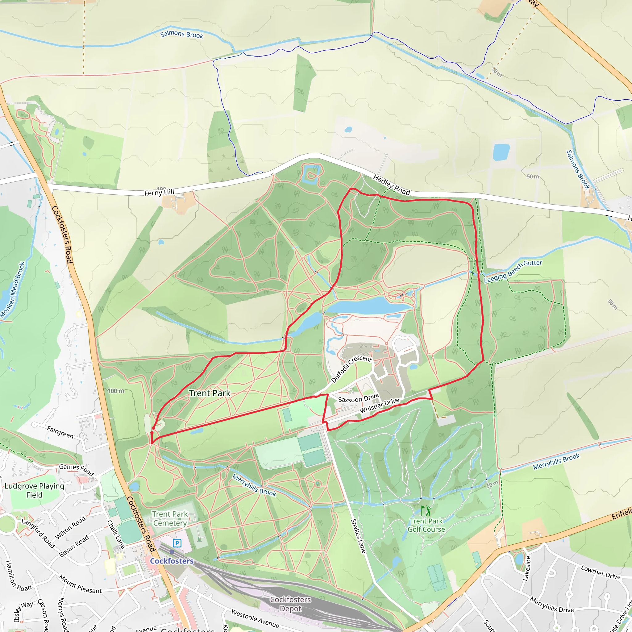 Trent Park Loop mobile static map