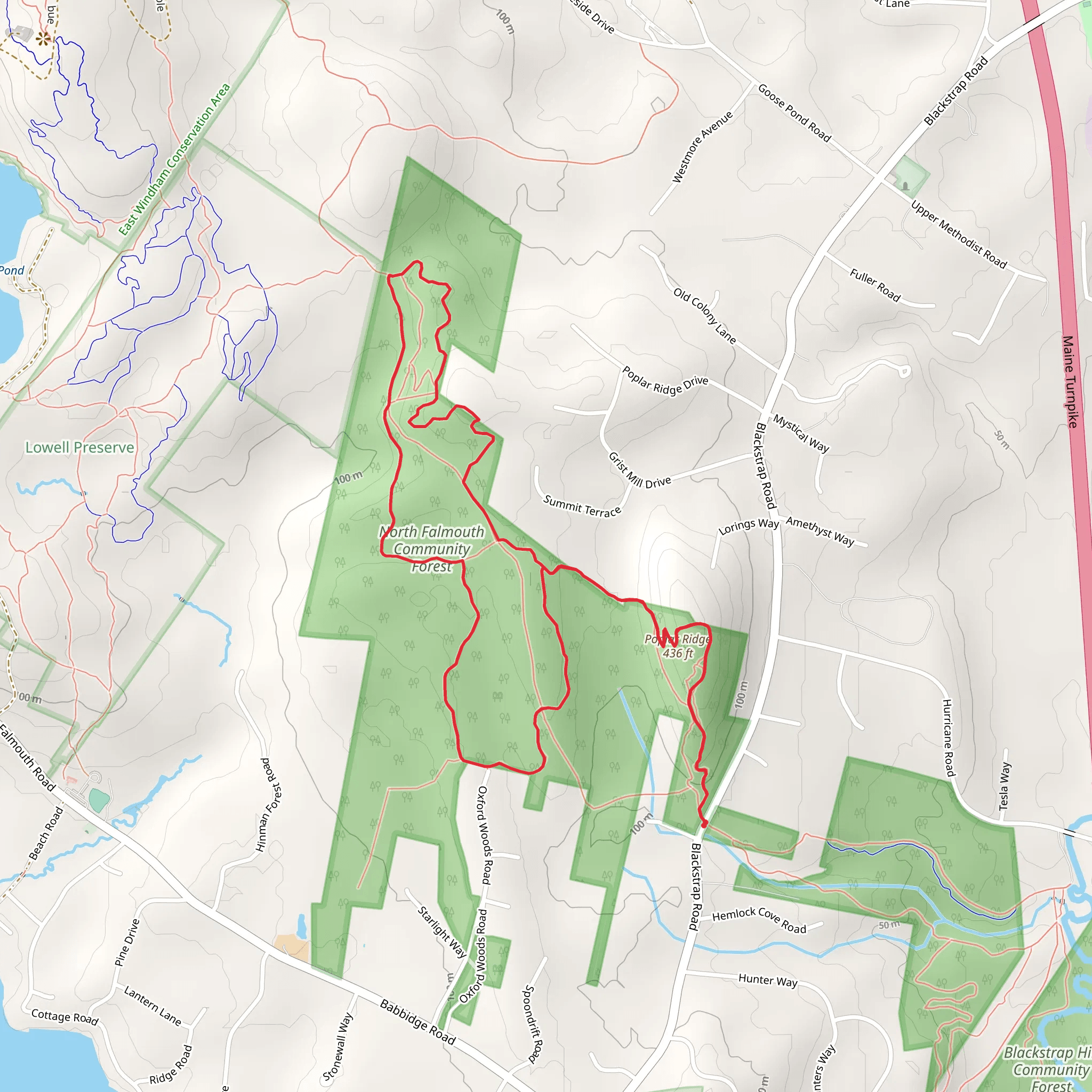 Poplar Ridge via Cross Falmouth Trail mobile static map