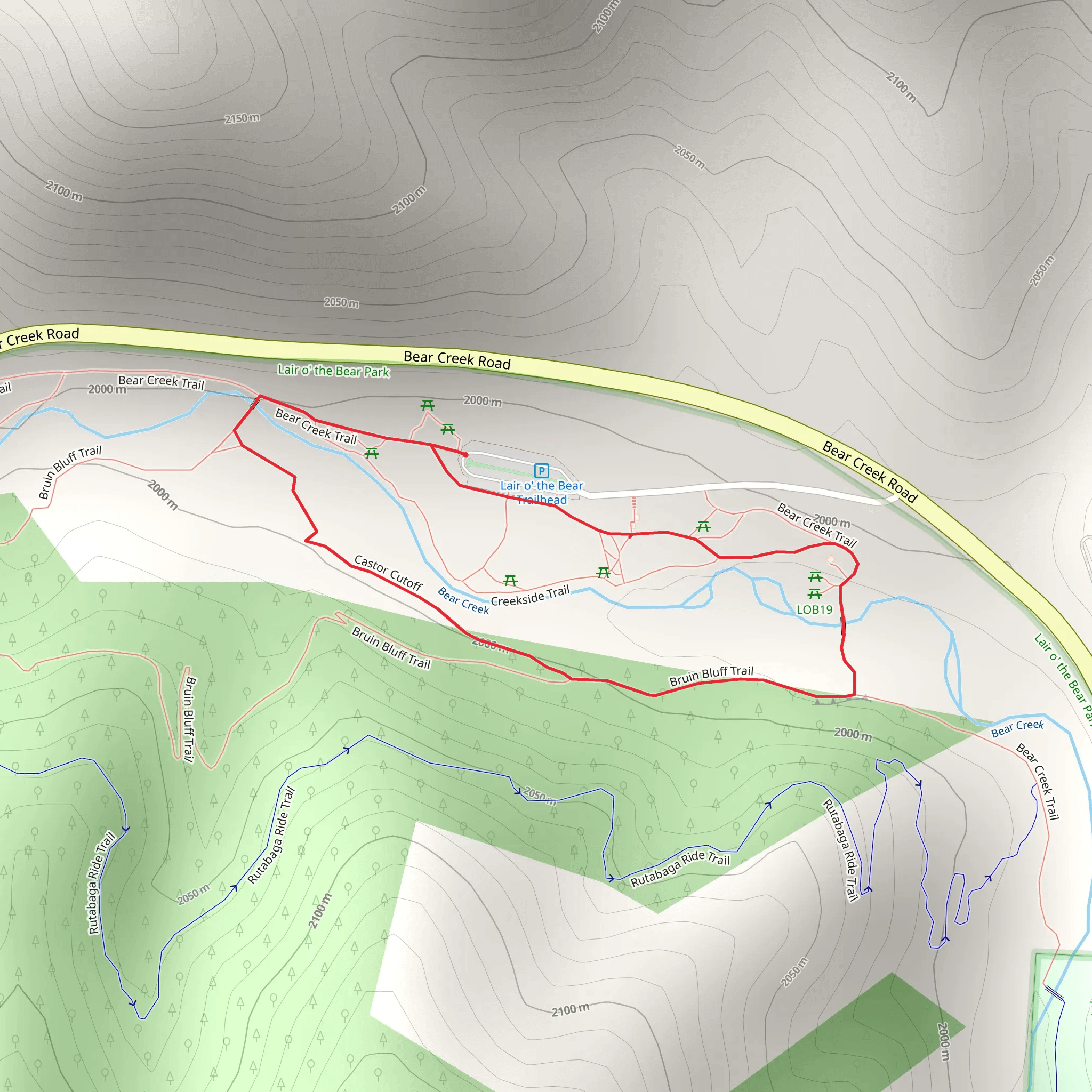 Bear Creek and Bruin Bluff Loop Trail mobile static map