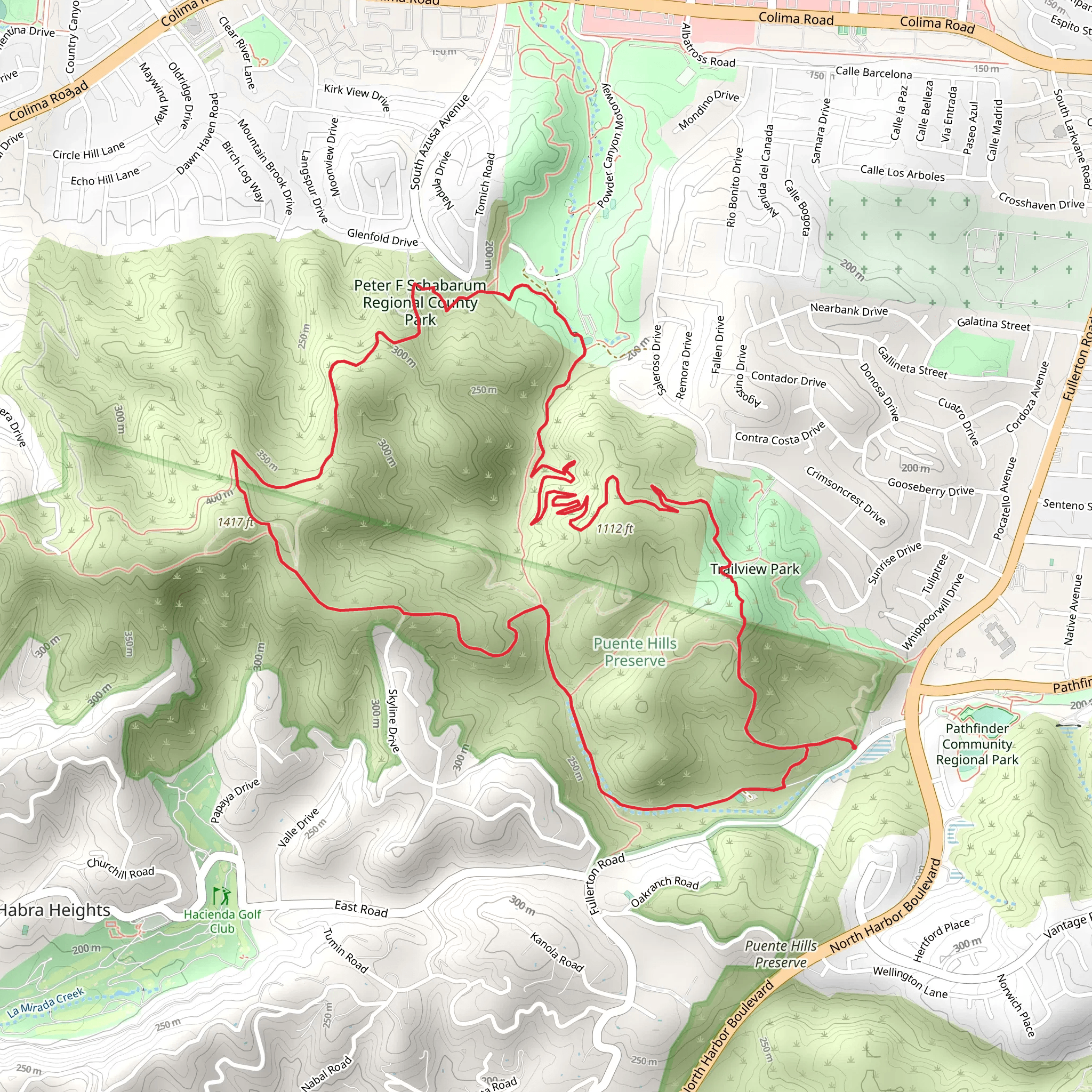 Peter F Schabarum Regional County Park Loop mobile static map