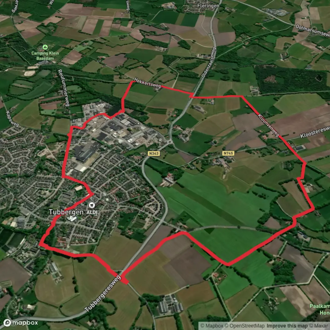 An image depicting the trail Eeshofbos and Kluunven Weg and its surrounding area.