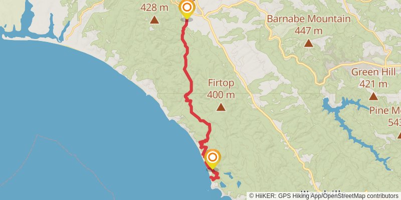 Alamere Falls via Bear Valley Trail stage 2 Map