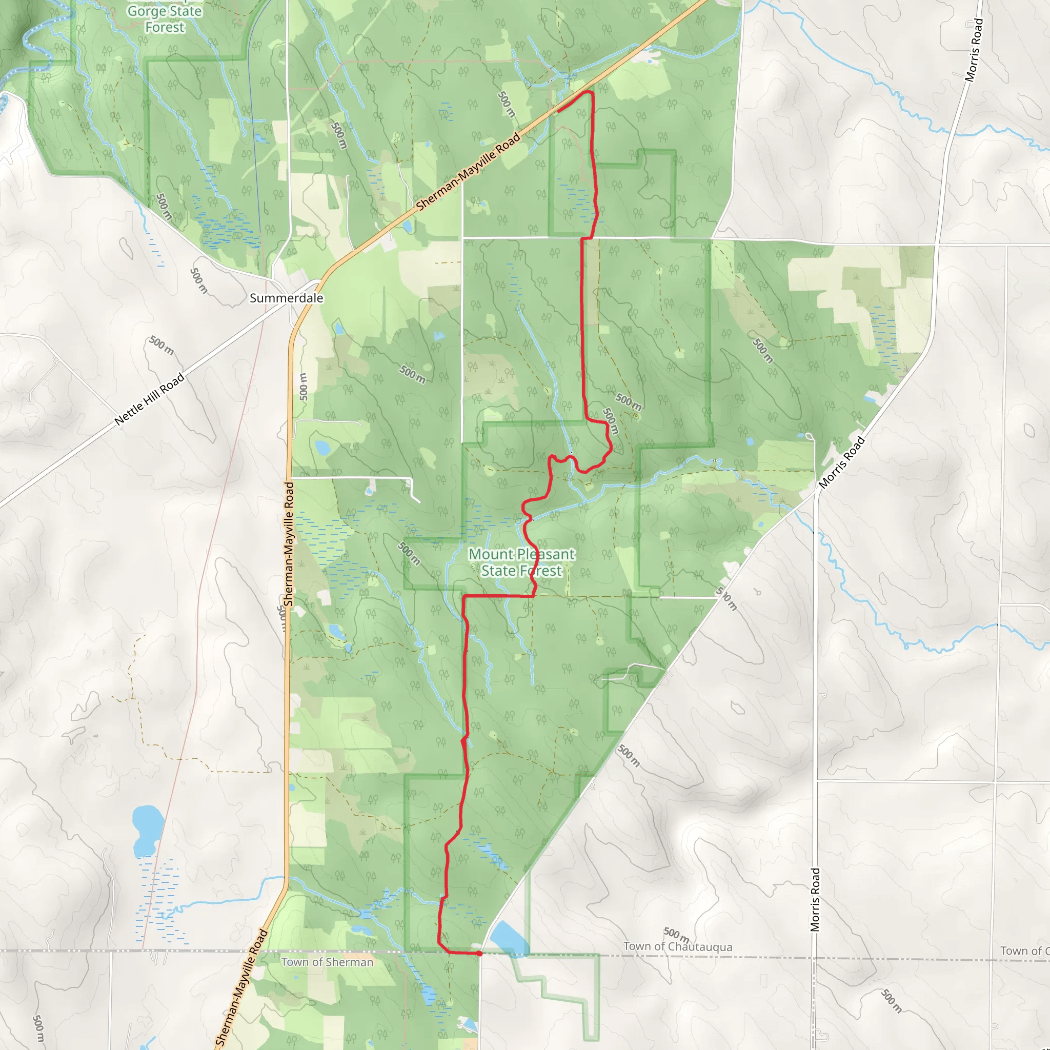 Titus Road to Sherman-Mayville Road mobile static map