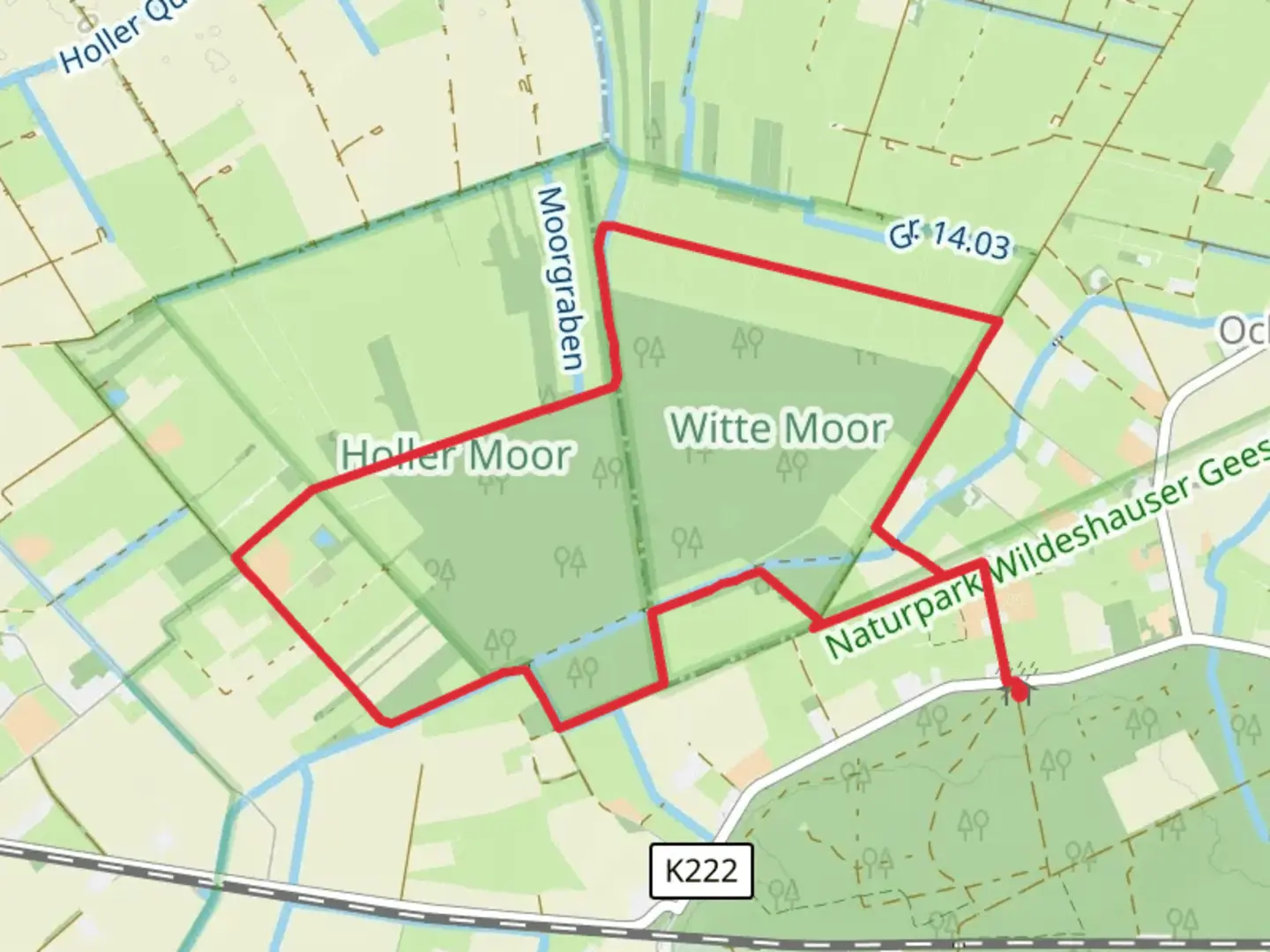 An image depicting the trail Bohlenweg and Wittemoorweg Loop and its surrounding area.
