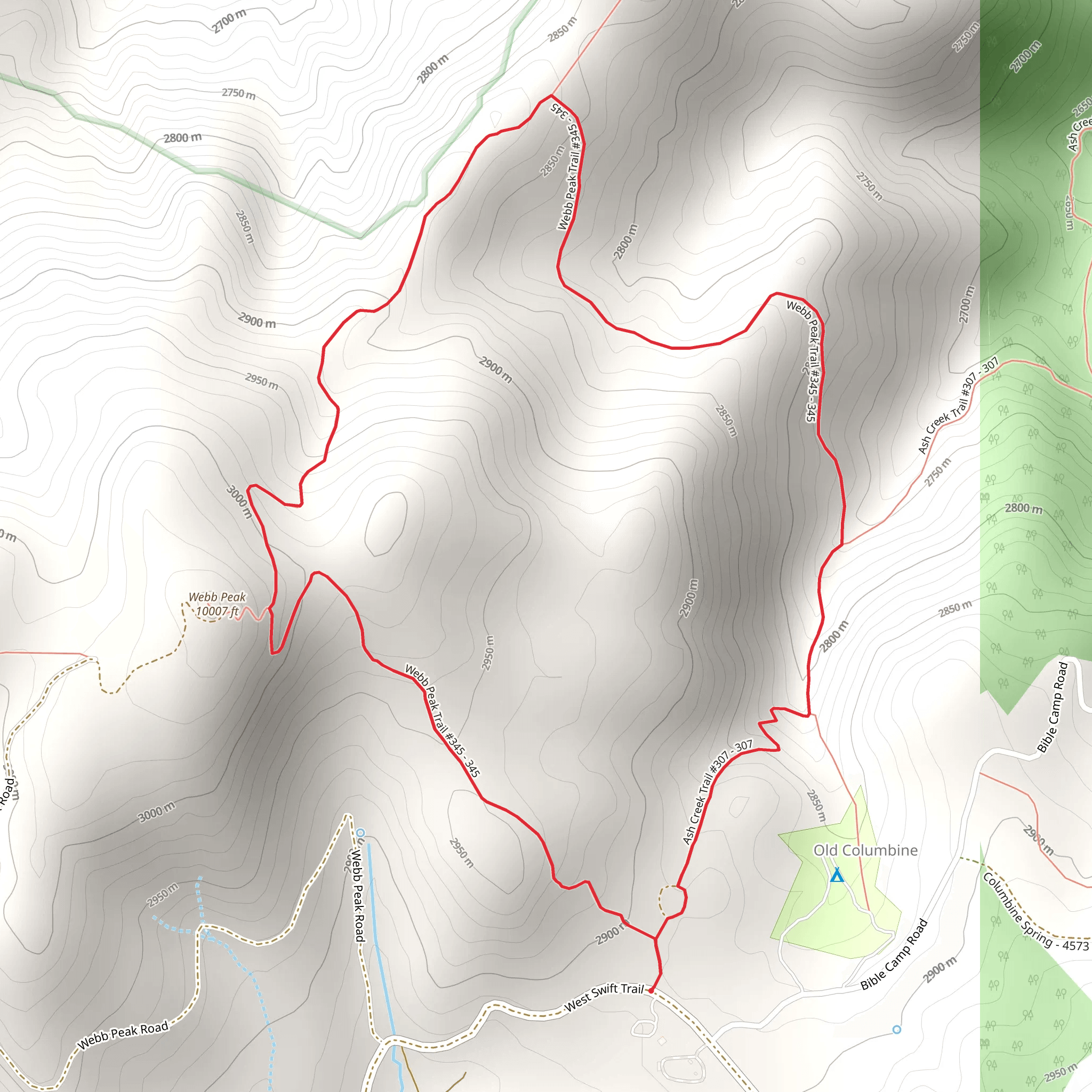 Webb Peak Loop mobile static map