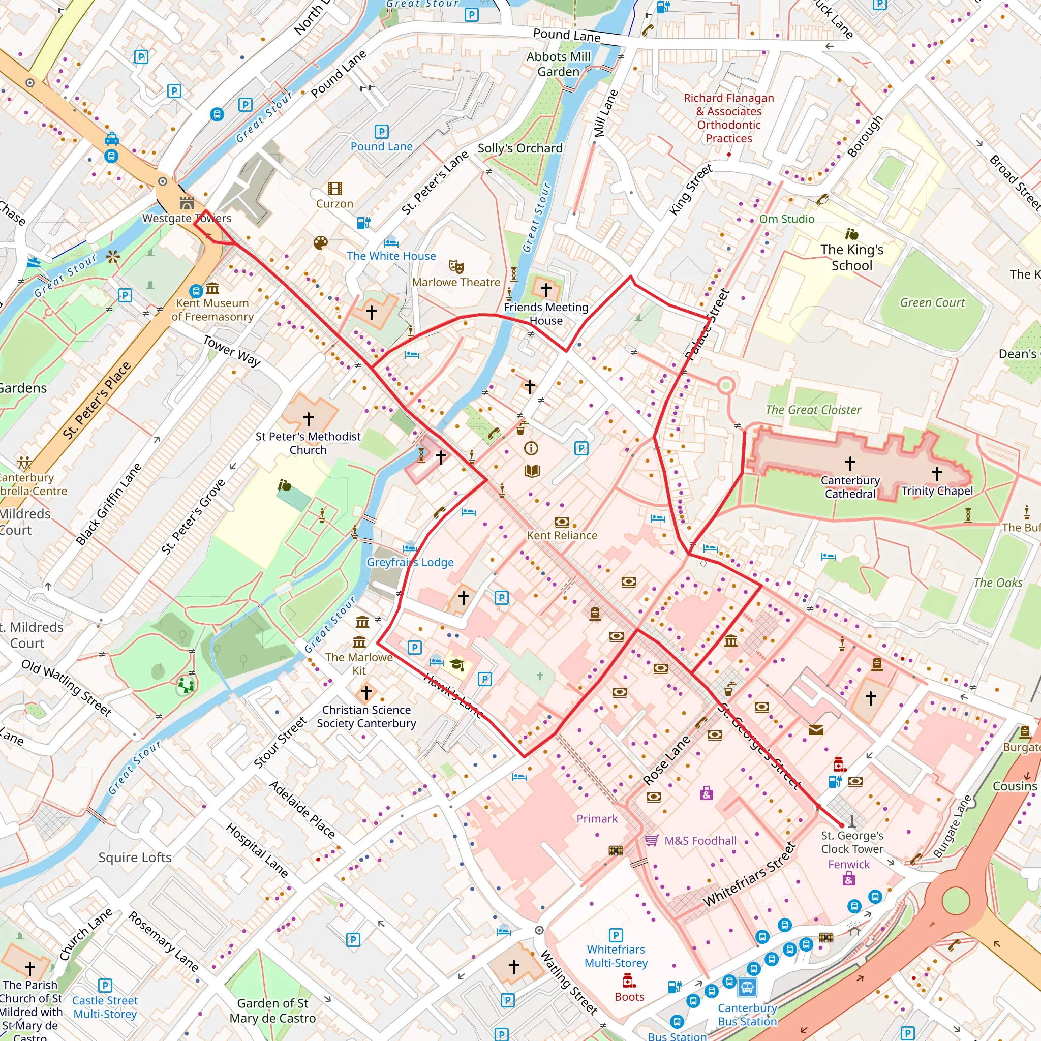 Canterbury Roman Museum and Westgate Towers Museum and Viewpoint mobile static map