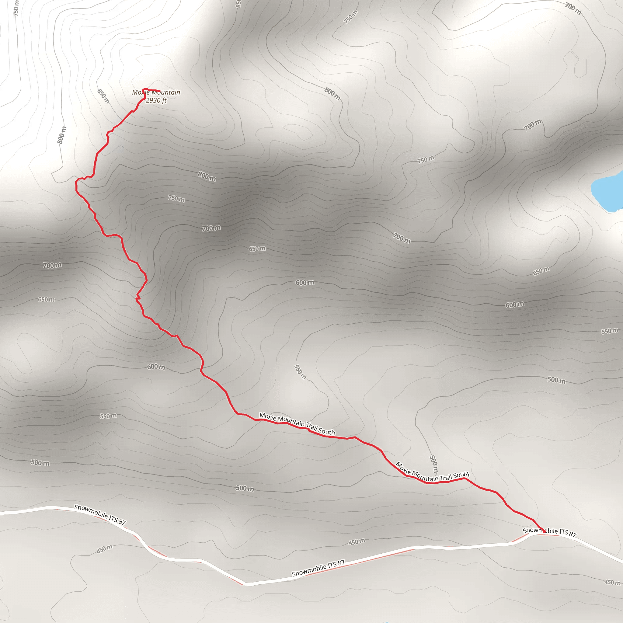Moxie Mountain Trail South mobile static map