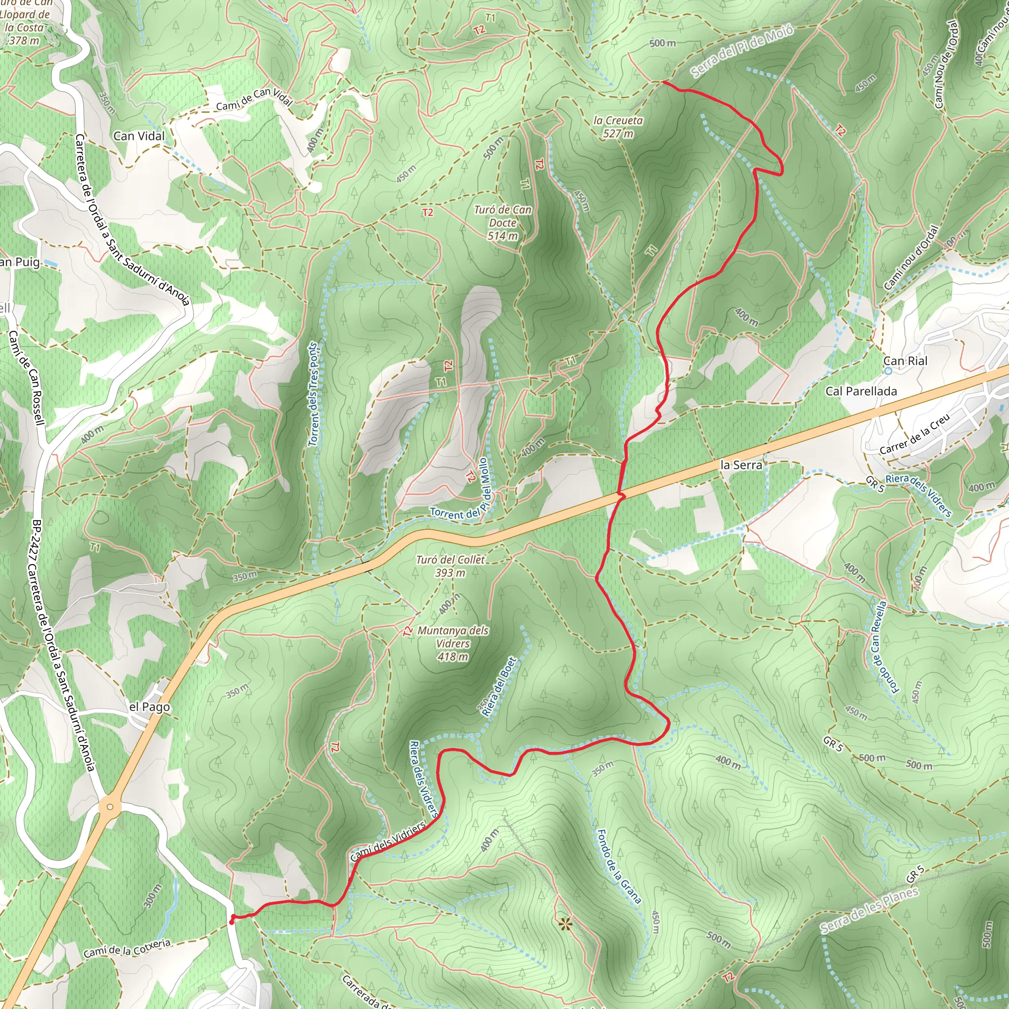 Riera de Vidrers Variant PR C 156-2 mobile static map