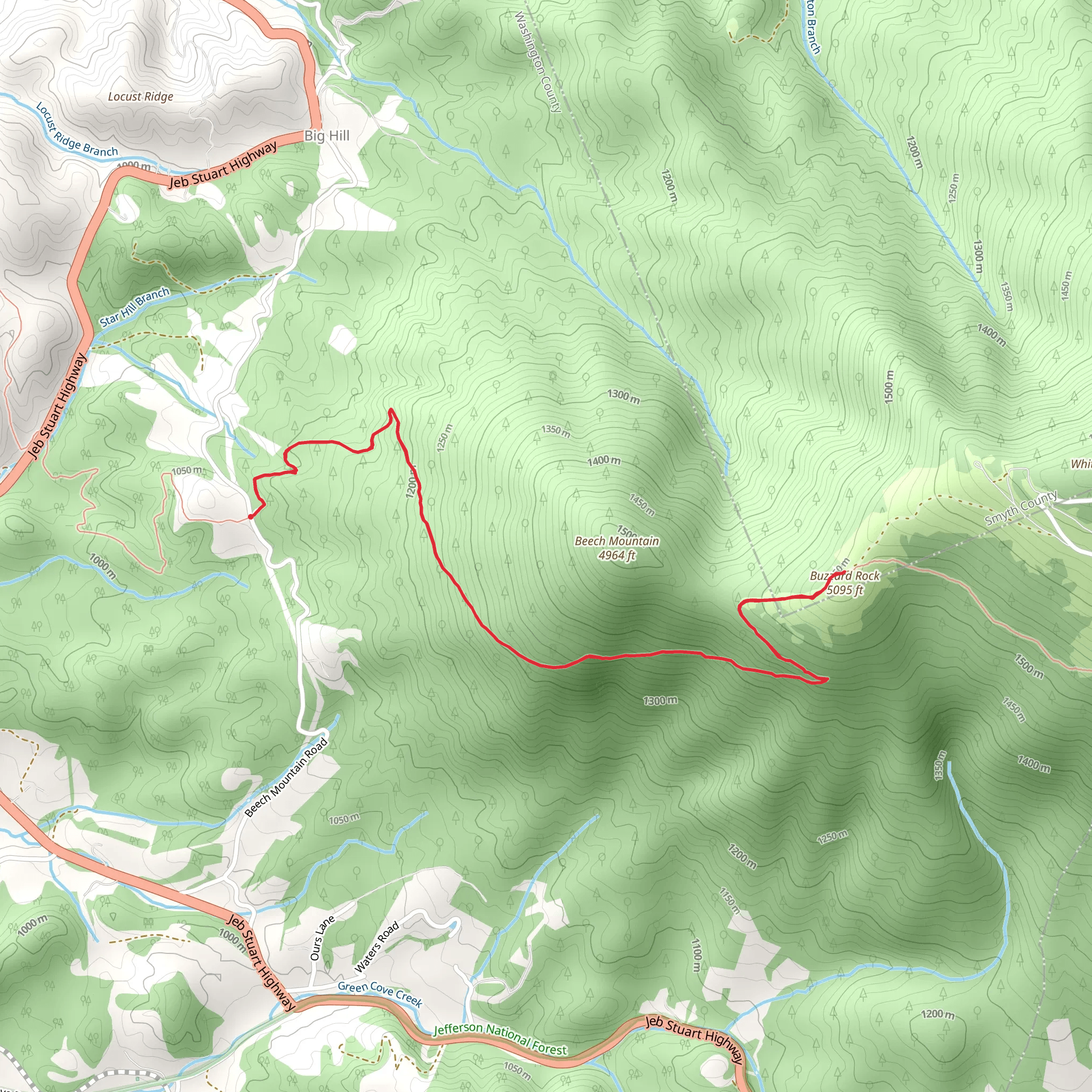 Buzzard Rock via Appalachian Trail mobile static map