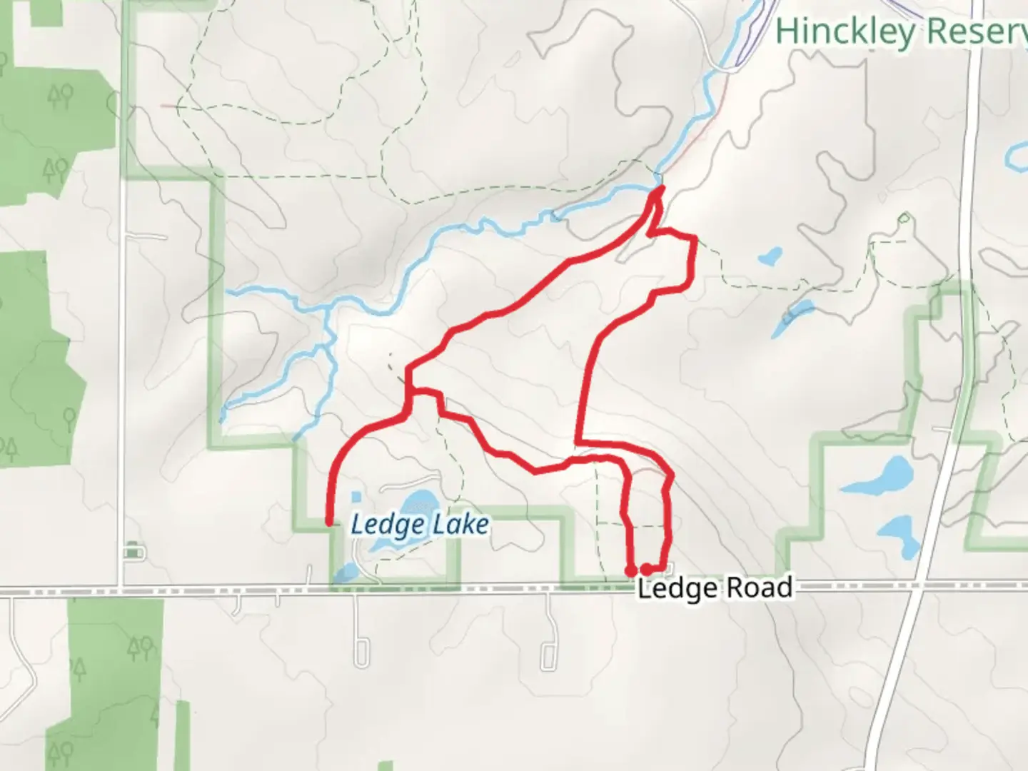 An image depicting the trail Worden's Ledges and Ledge Lake Loop Trail and its surrounding area.