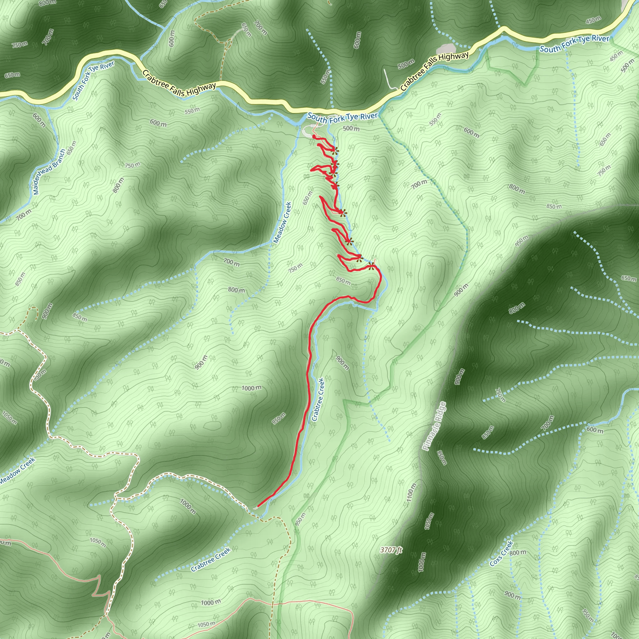 Crabtree Falls Trail mobile static map