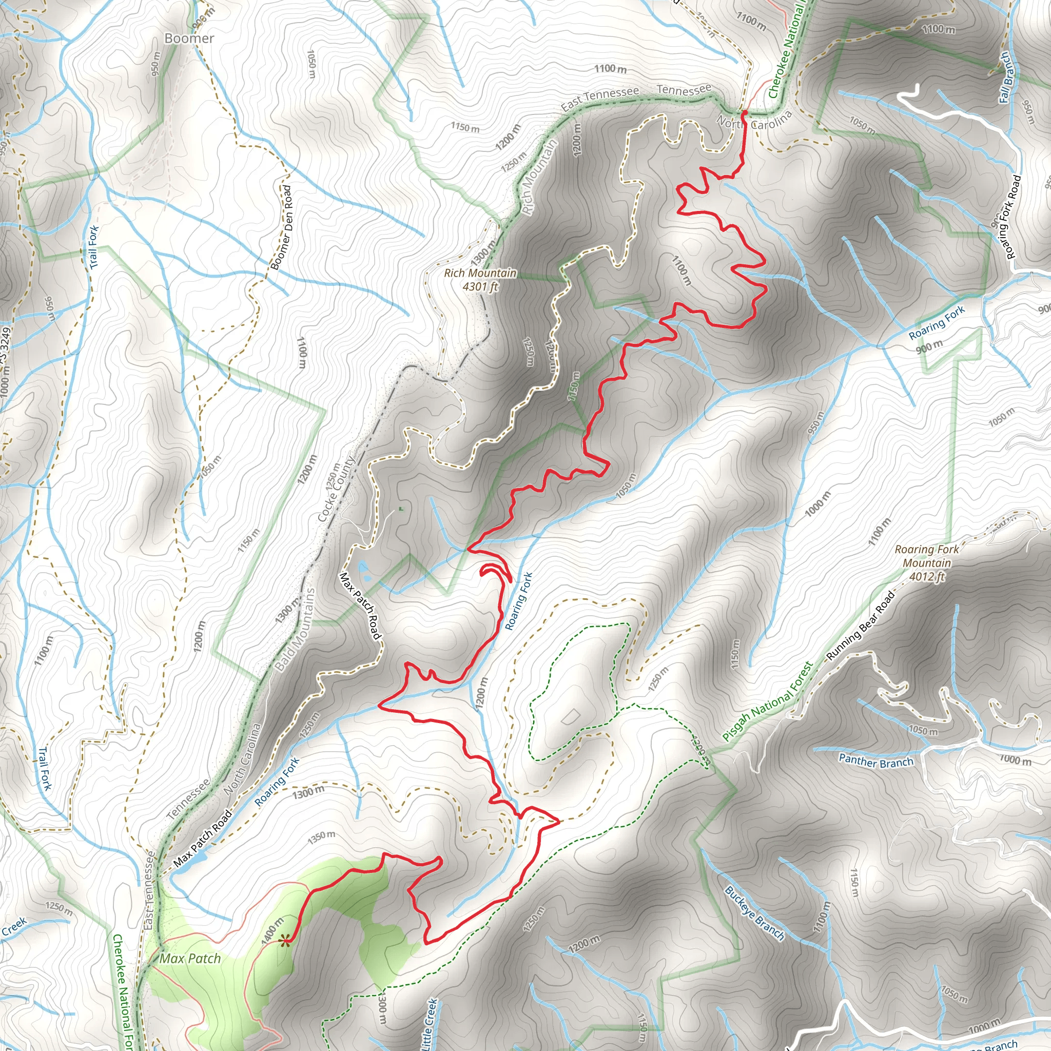 Max Patch Mountain via Appalachian Trail mobile static map