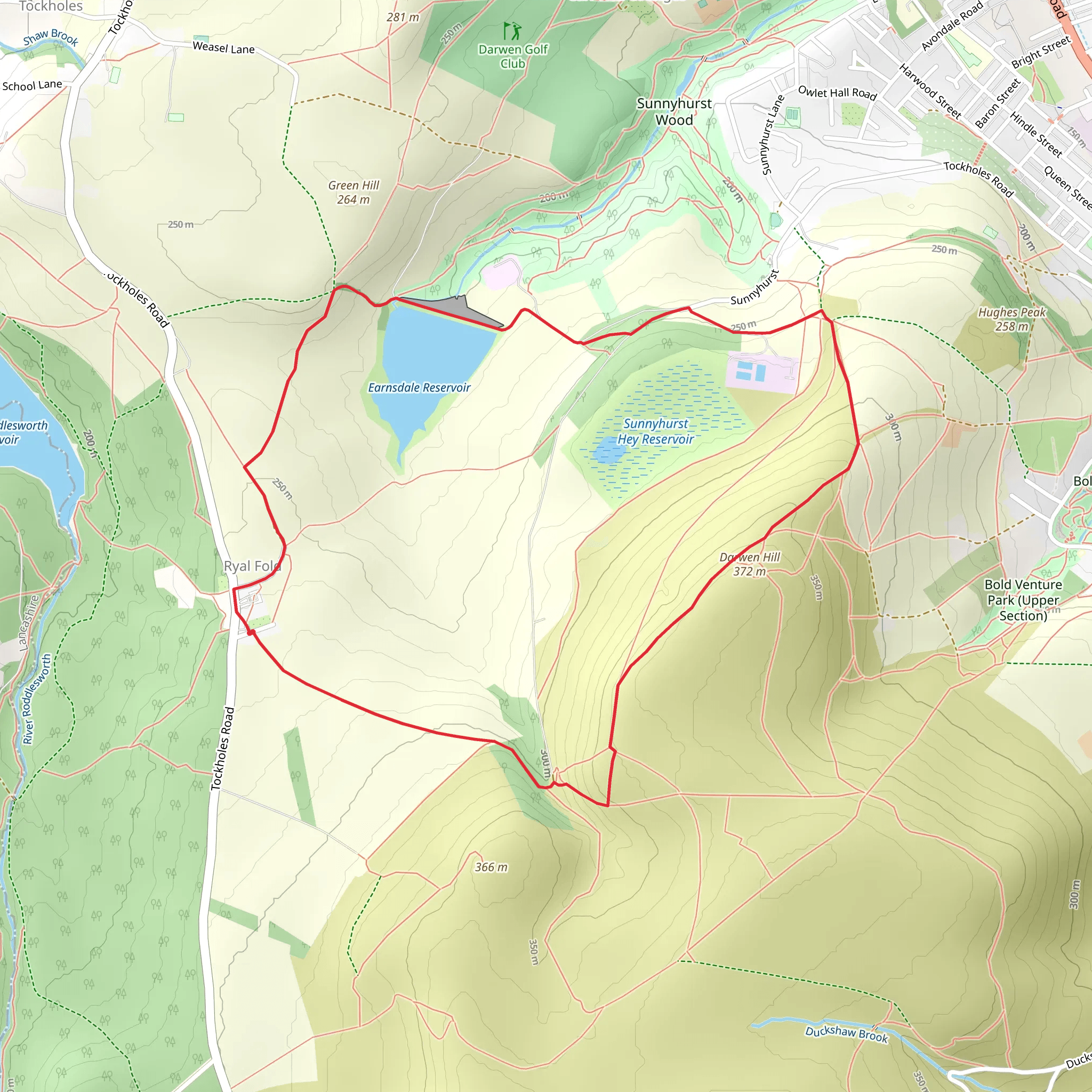 Darwen Tower Loop mobile static map