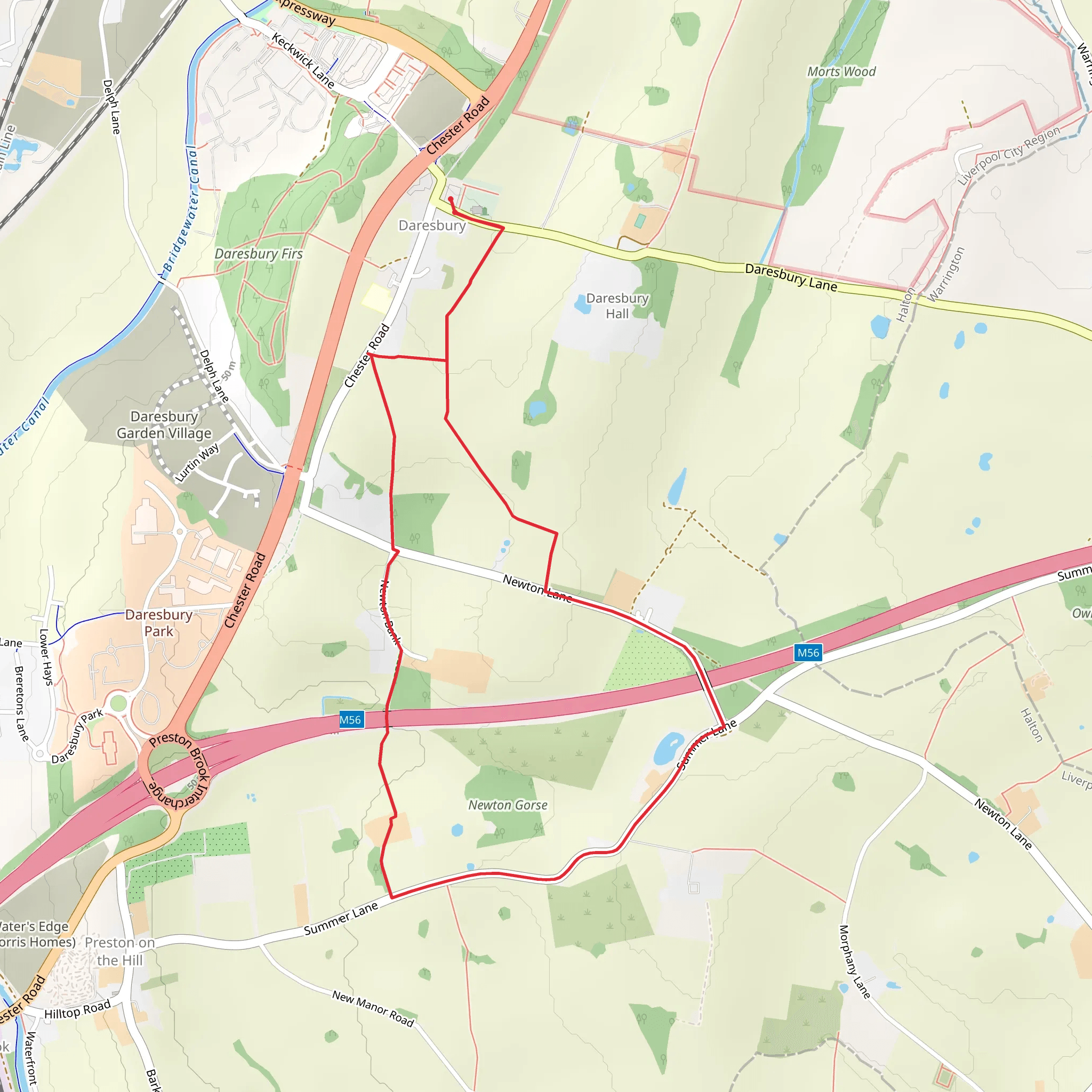 Daresbury Country Park Loop mobile static map