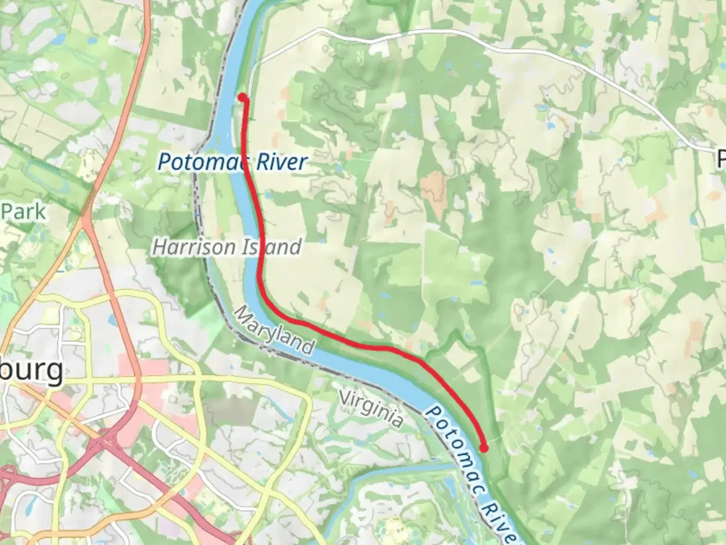 An image depicting the trail Chesapeake and Ohio Canal Trail - Whites Ferry Road and its surrounding area.
