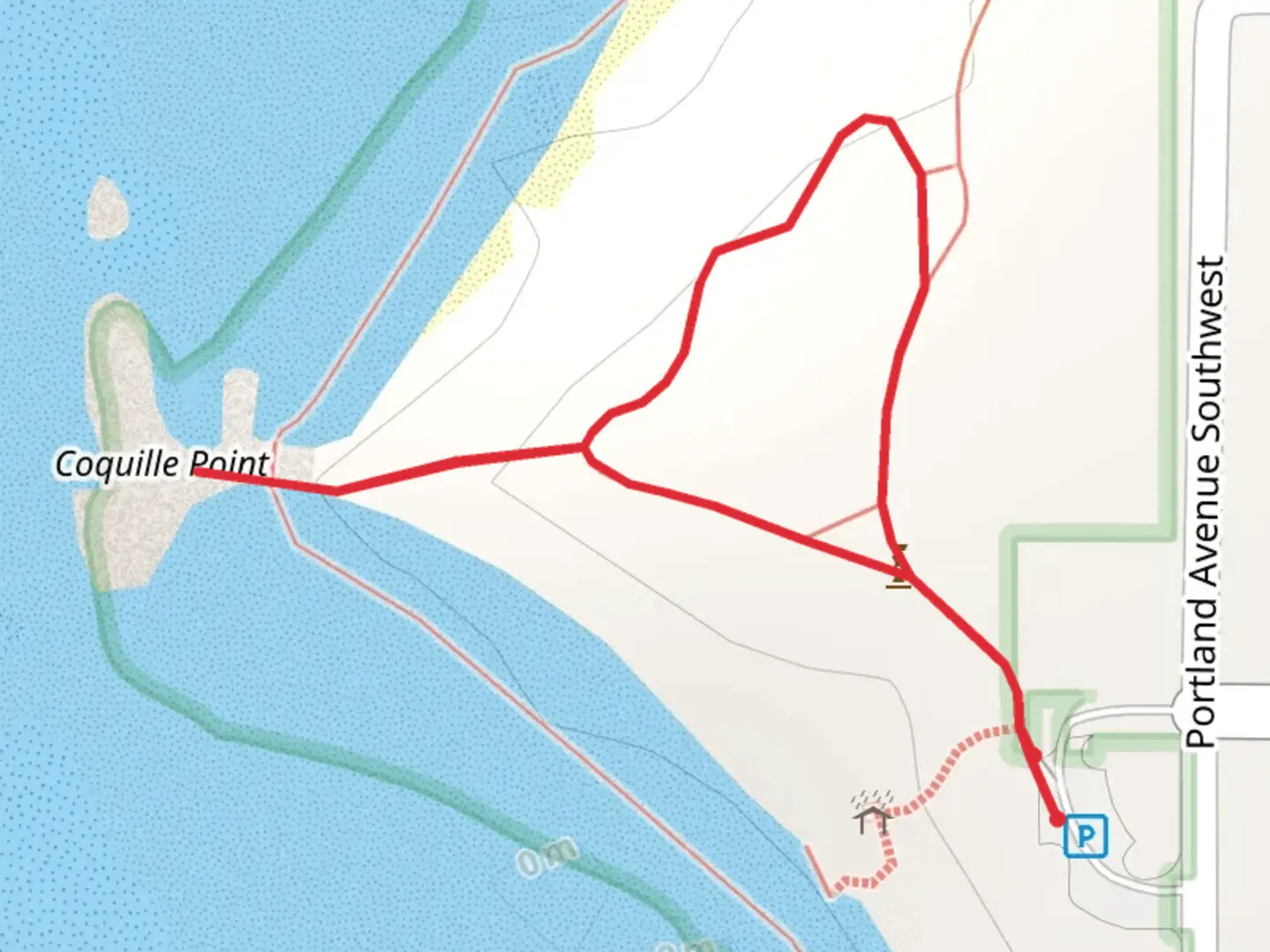 An image depicting the trail Oregon Islands National Wildlife Refuge Loop and its surrounding area.