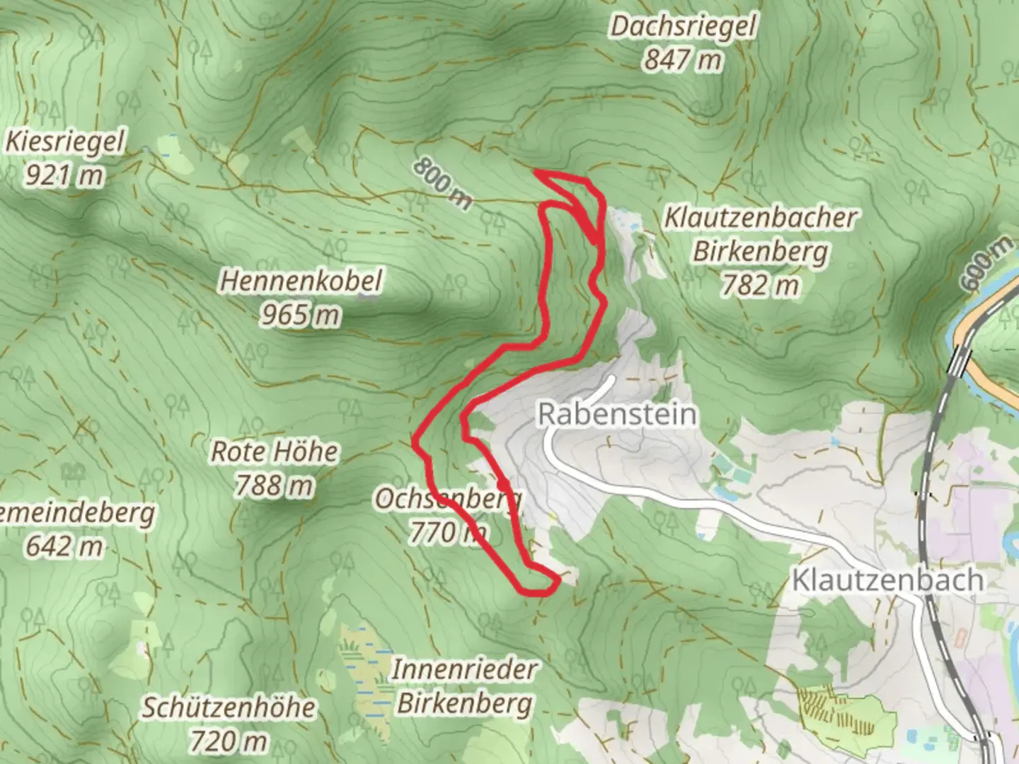 An image depicting the trail Rabensteinrunde Loop and its surrounding area.