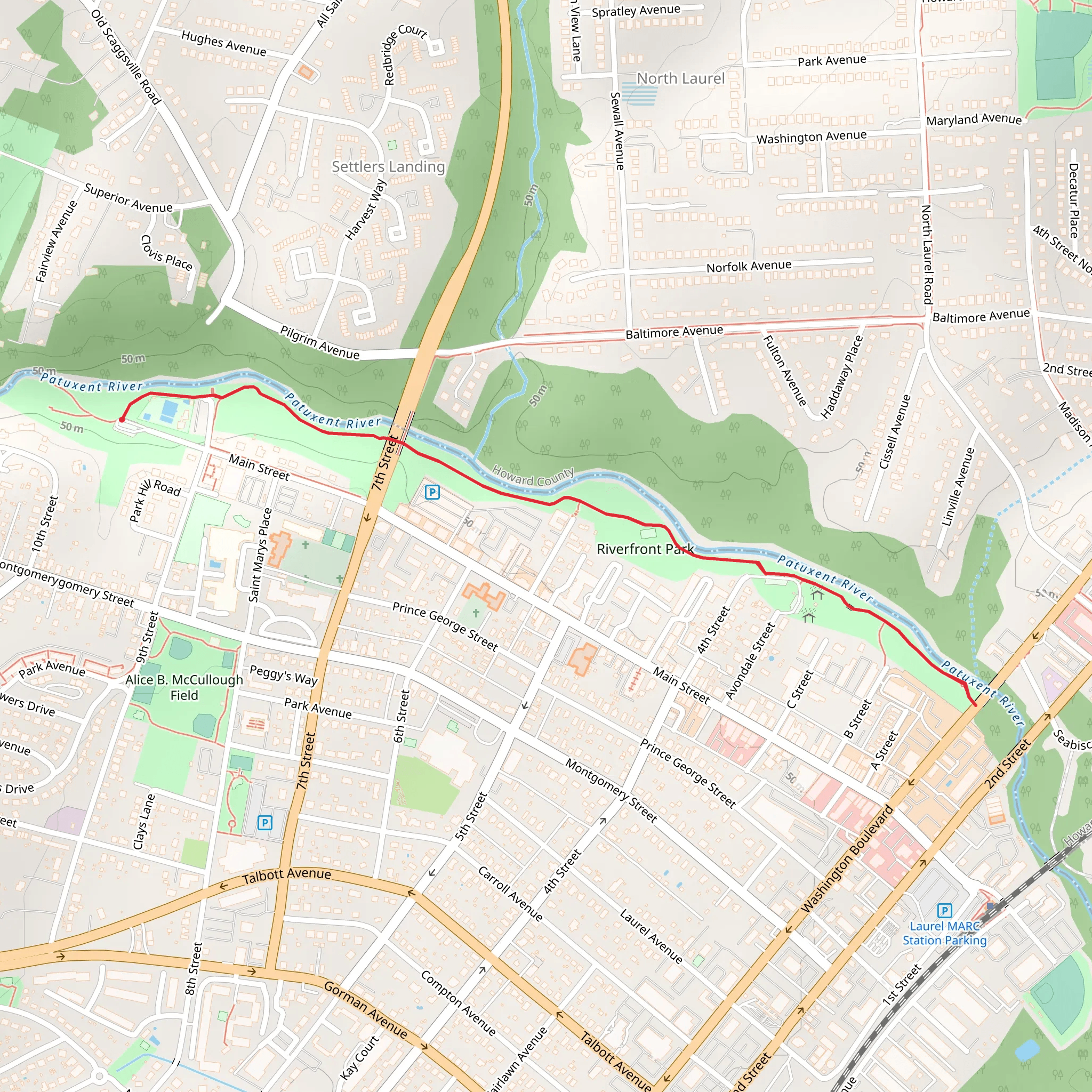 Walk along Patuxent River - Riverfront Park mobile static map
