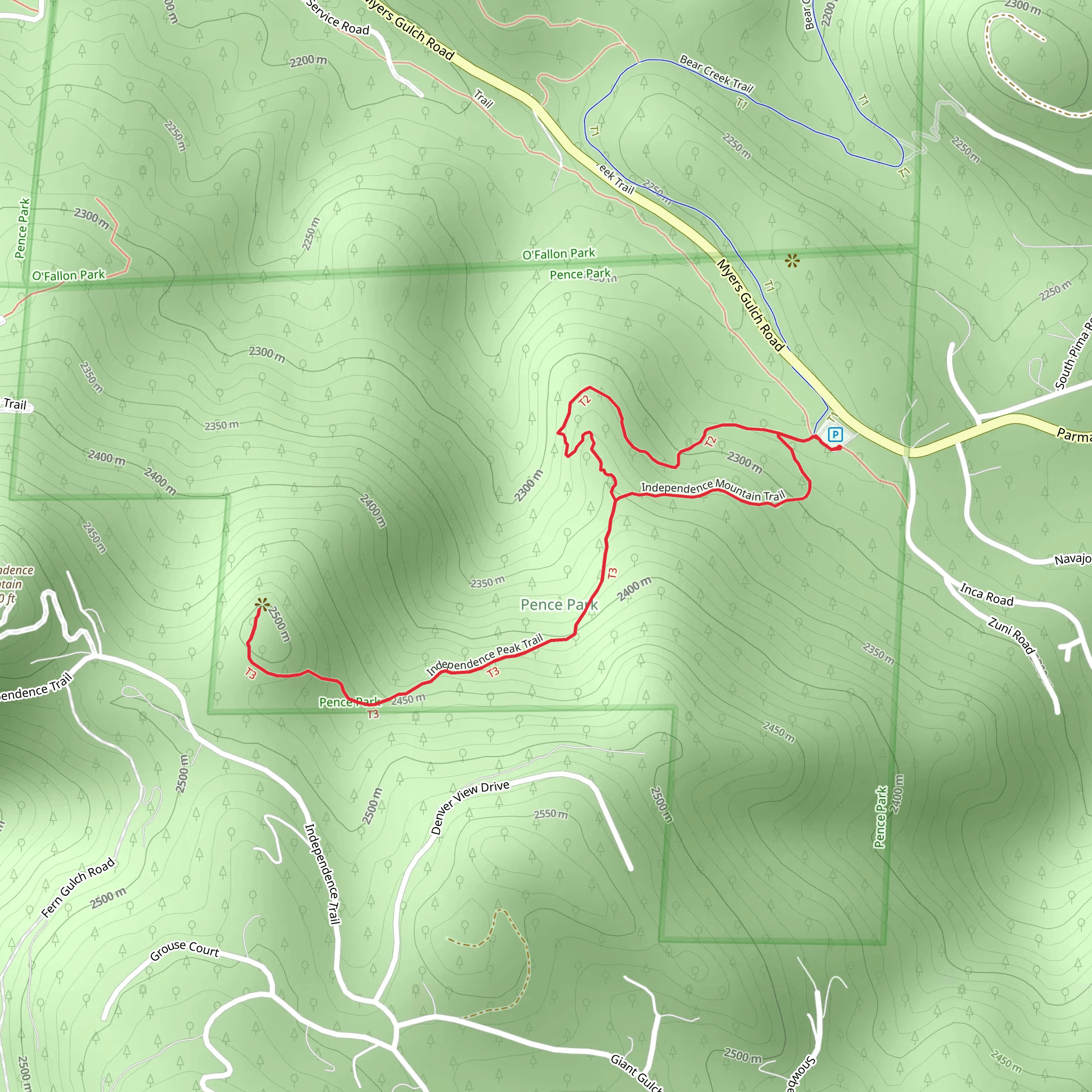 Independence Mountain Trail mobile static map
