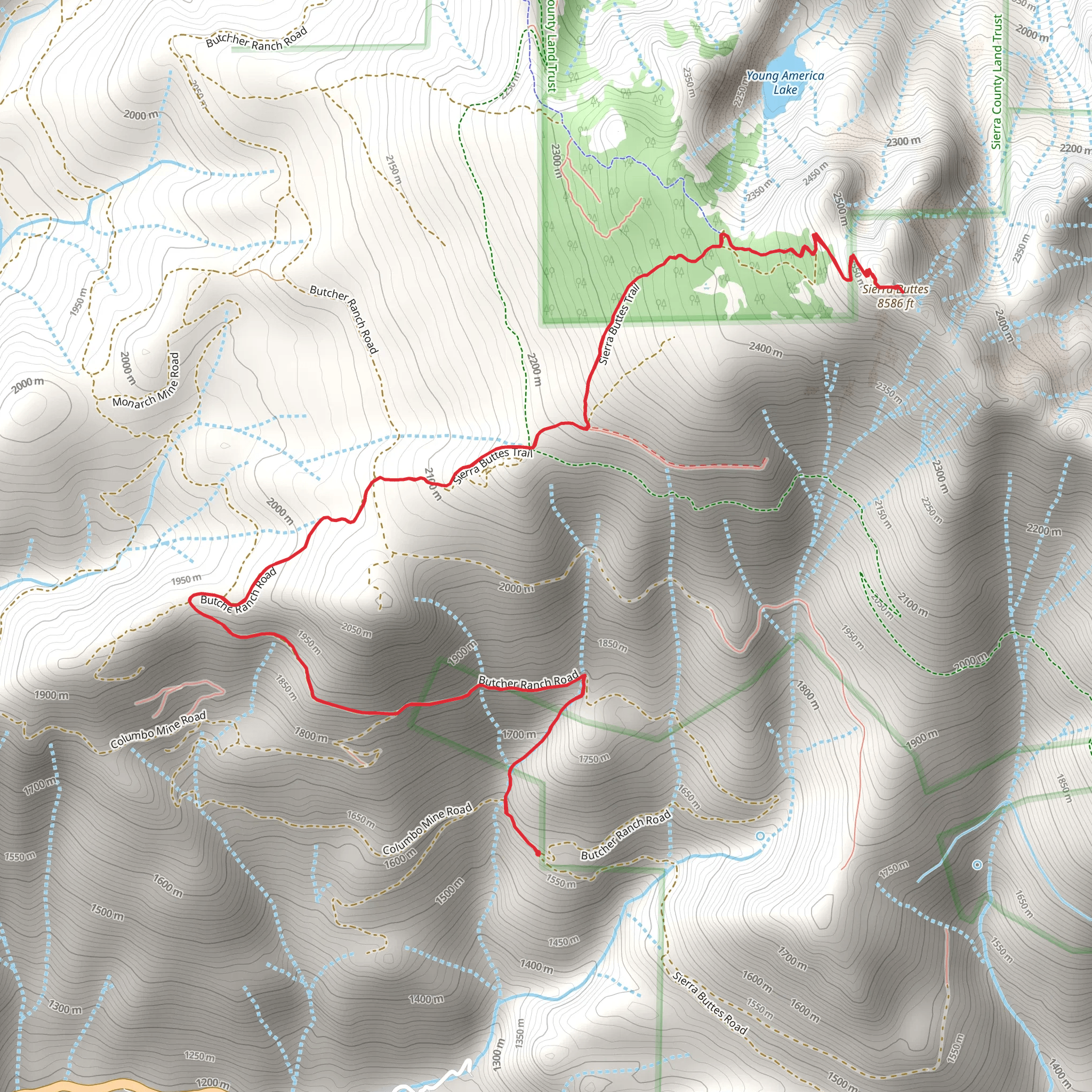 Sierra Buttes Out and Back mobile static map